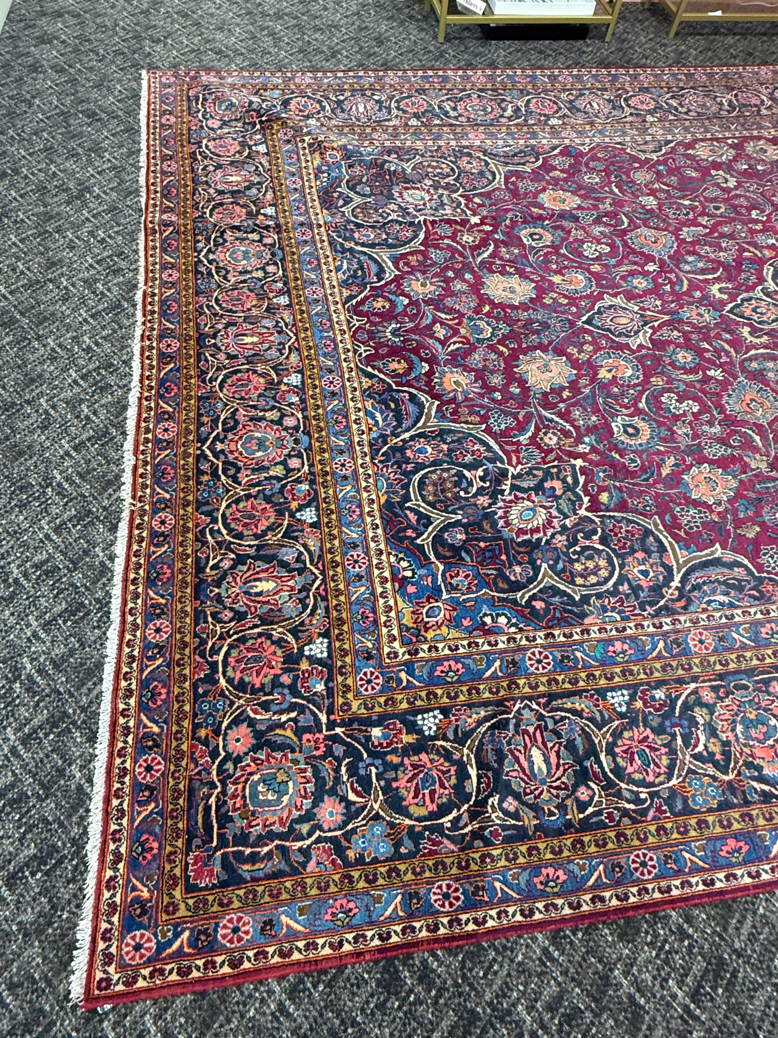 15’ x 11’ Ft. Authentic Vintage Persian Mashad Hand Knotted Fine Wool Area Rug - BR2661