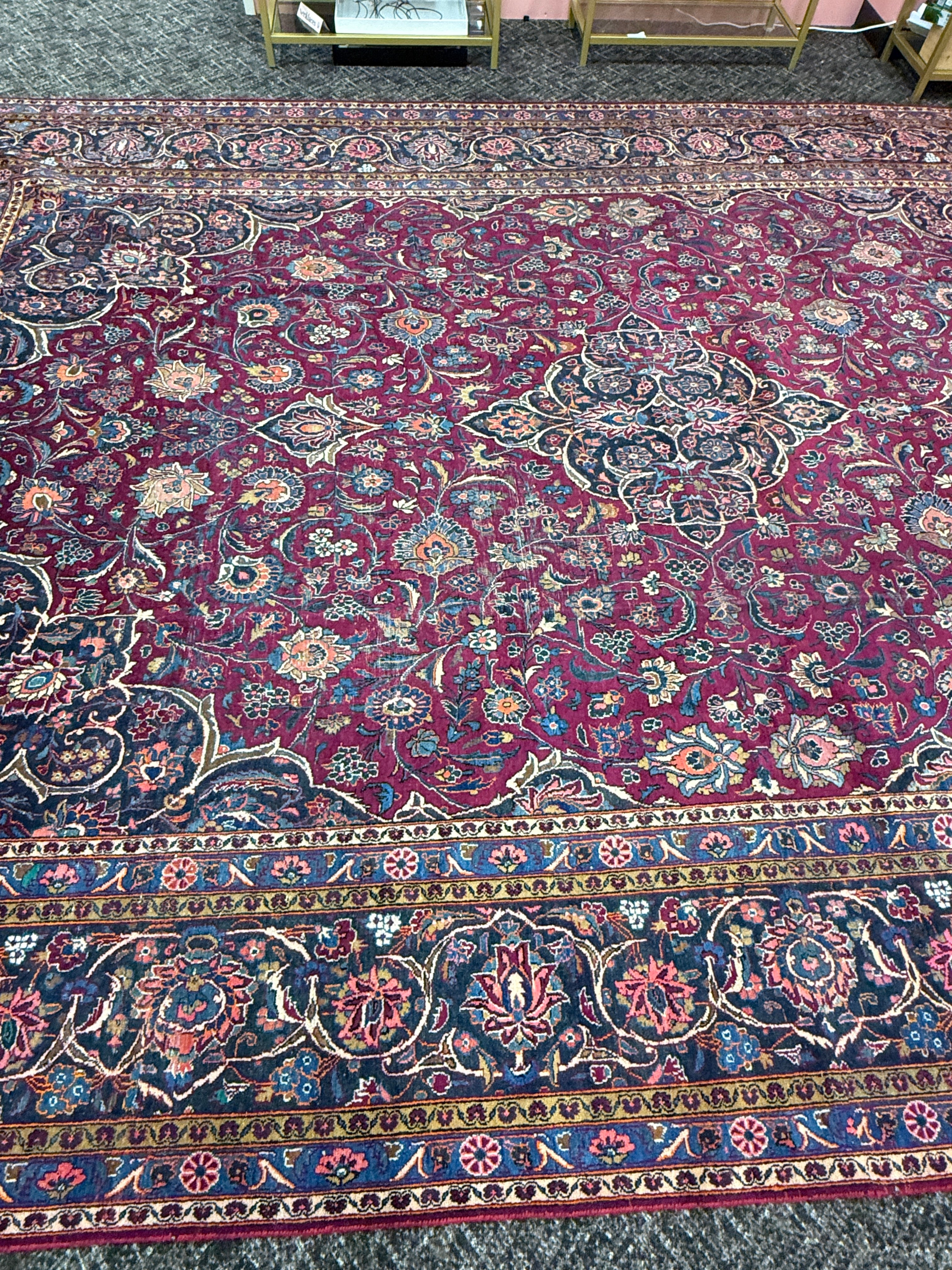 15’ x 11’ Ft. Authentic Vintage Persian Mashad Hand Knotted Fine Wool Area Rug - BR2661