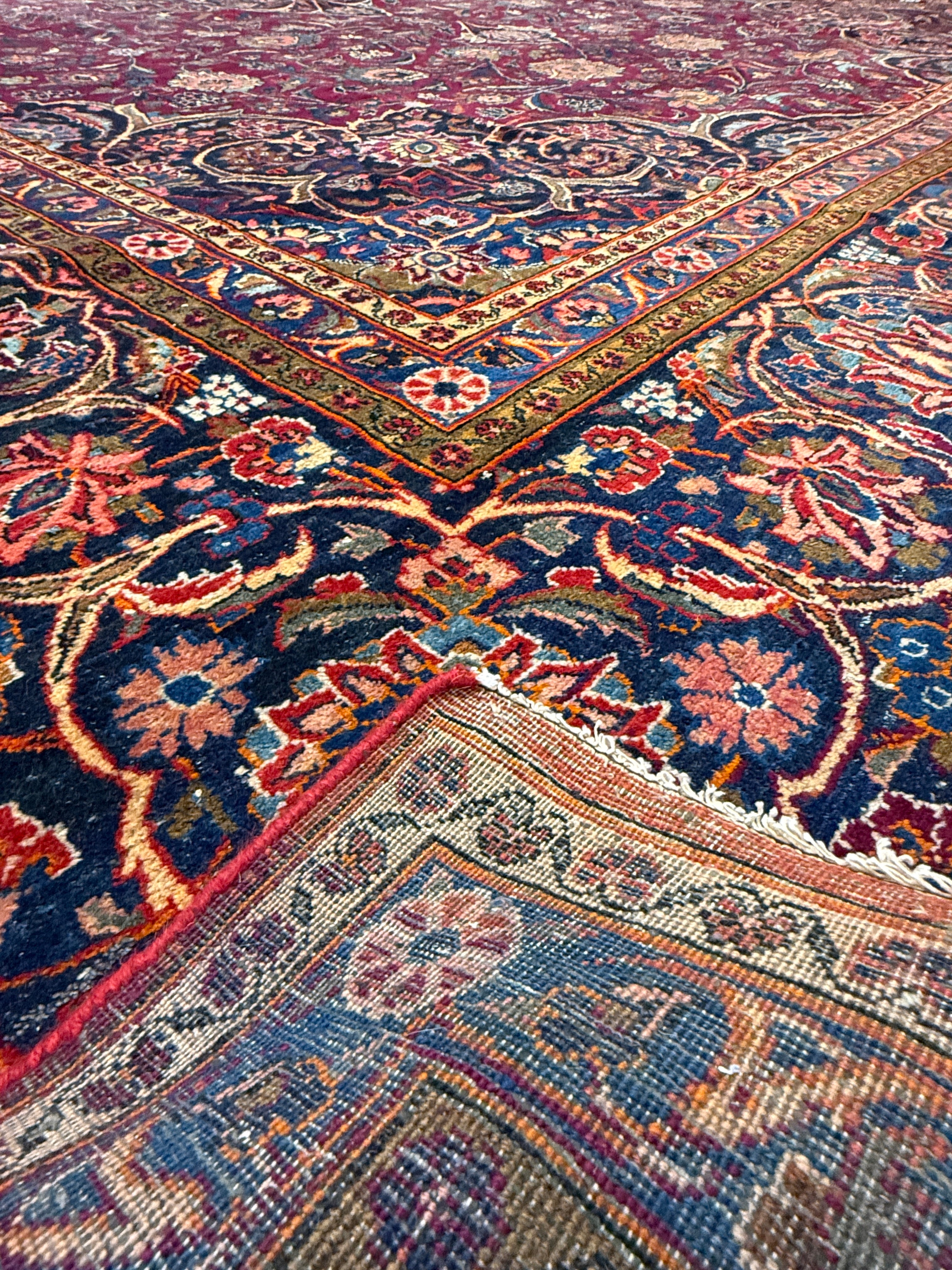 15’ x 11’ Ft. Authentic Vintage Persian Mashad Hand Knotted Fine Wool Area Rug - BR2661
