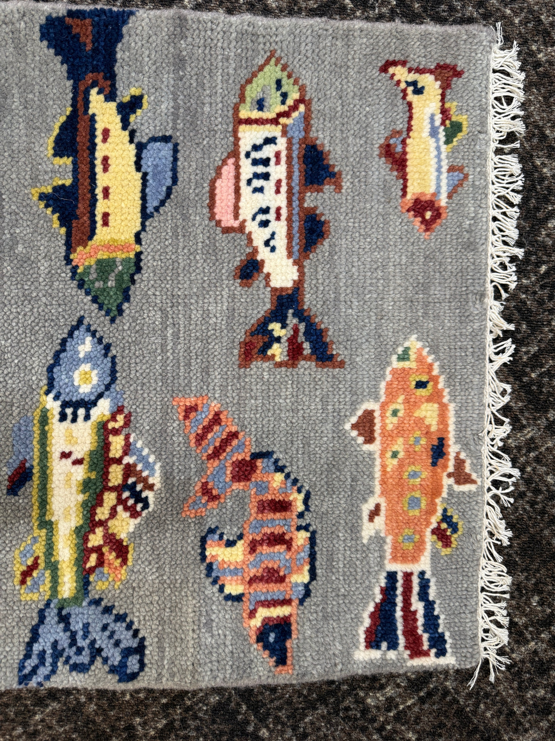 2' x 3' Ft. Fun Fish/Sea Design Turkish Oushak Bohemian Hand Knotted Wool Area Rug - BR2675