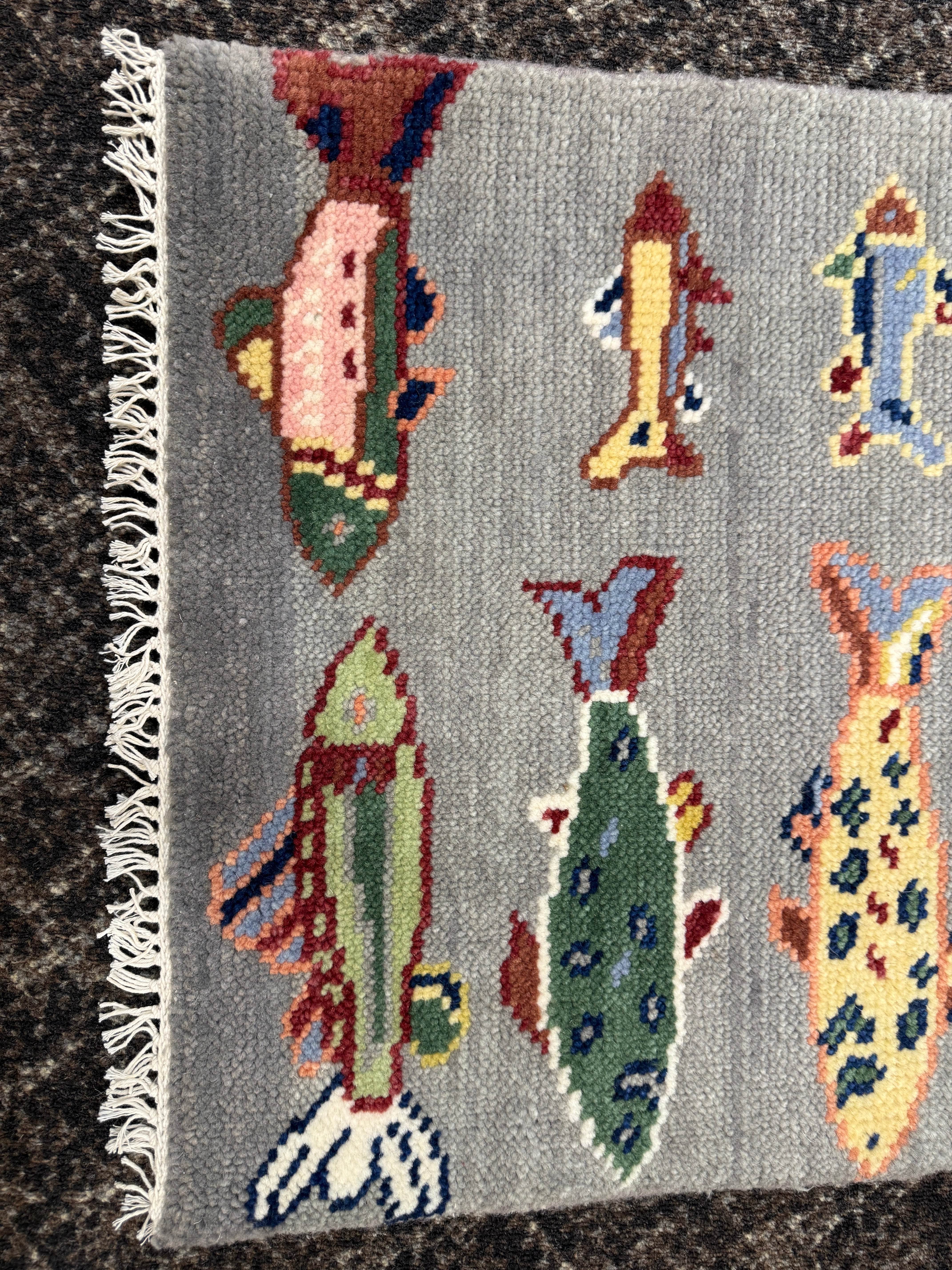 2' x 3' Ft. Fun Fish/Sea Design Turkish Oushak Bohemian Hand Knotted Wool Area Rug - BR2675