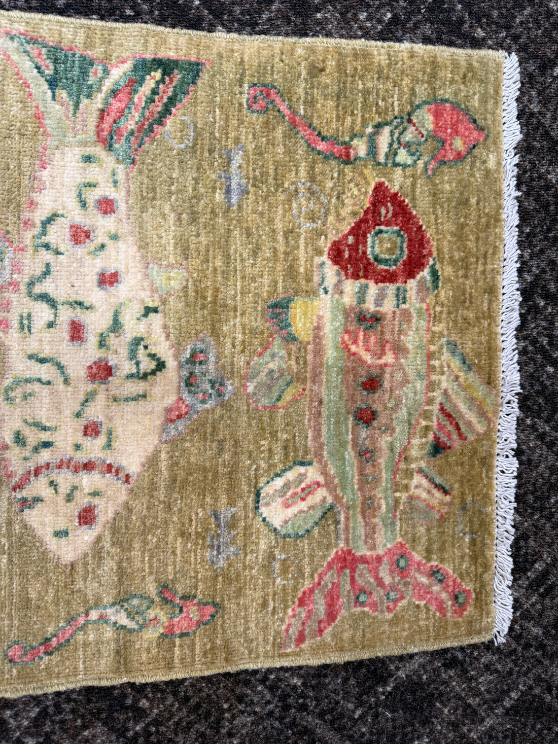 2' x 3' Ft. Fun Fish/Sea Design Afghan Peshawar Hand Knotted Wool Rug - BR2678