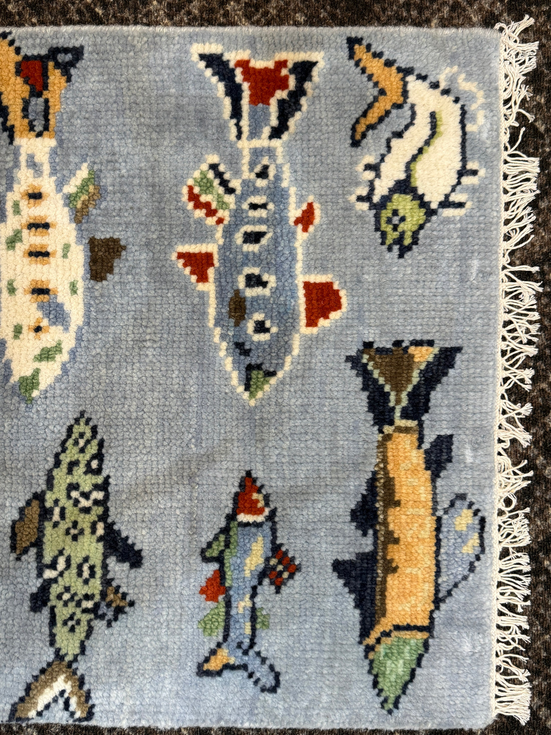 2' x 3' Ft. Fun Fish/Sea Design Turkish Oushak Bohemian Hand Knotted Wool Area Rug - BR2674