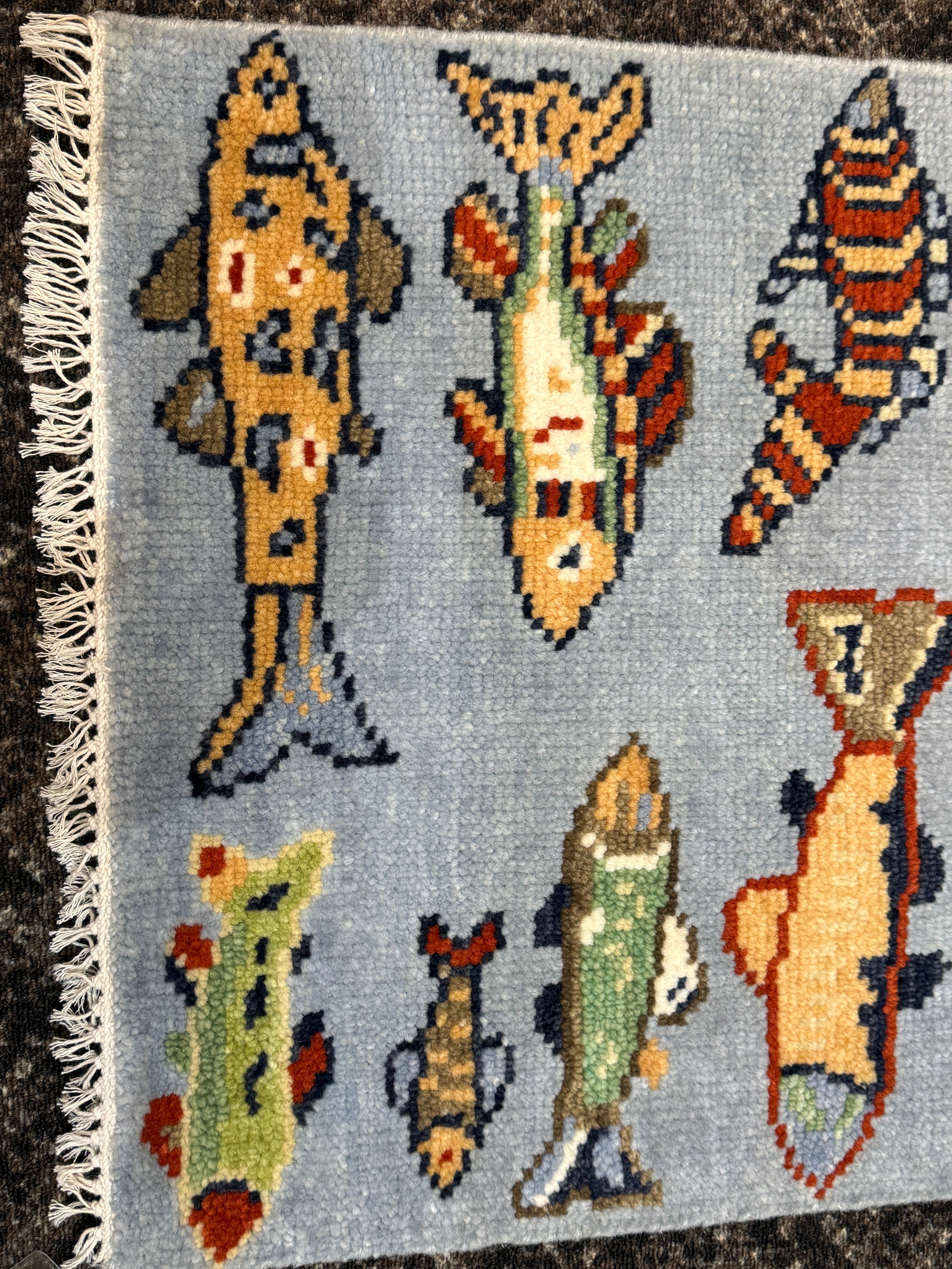2' x 3' Ft. Fun Fish/Sea Design Turkish Oushak Bohemian Hand Knotted Wool Area Rug - BR2674