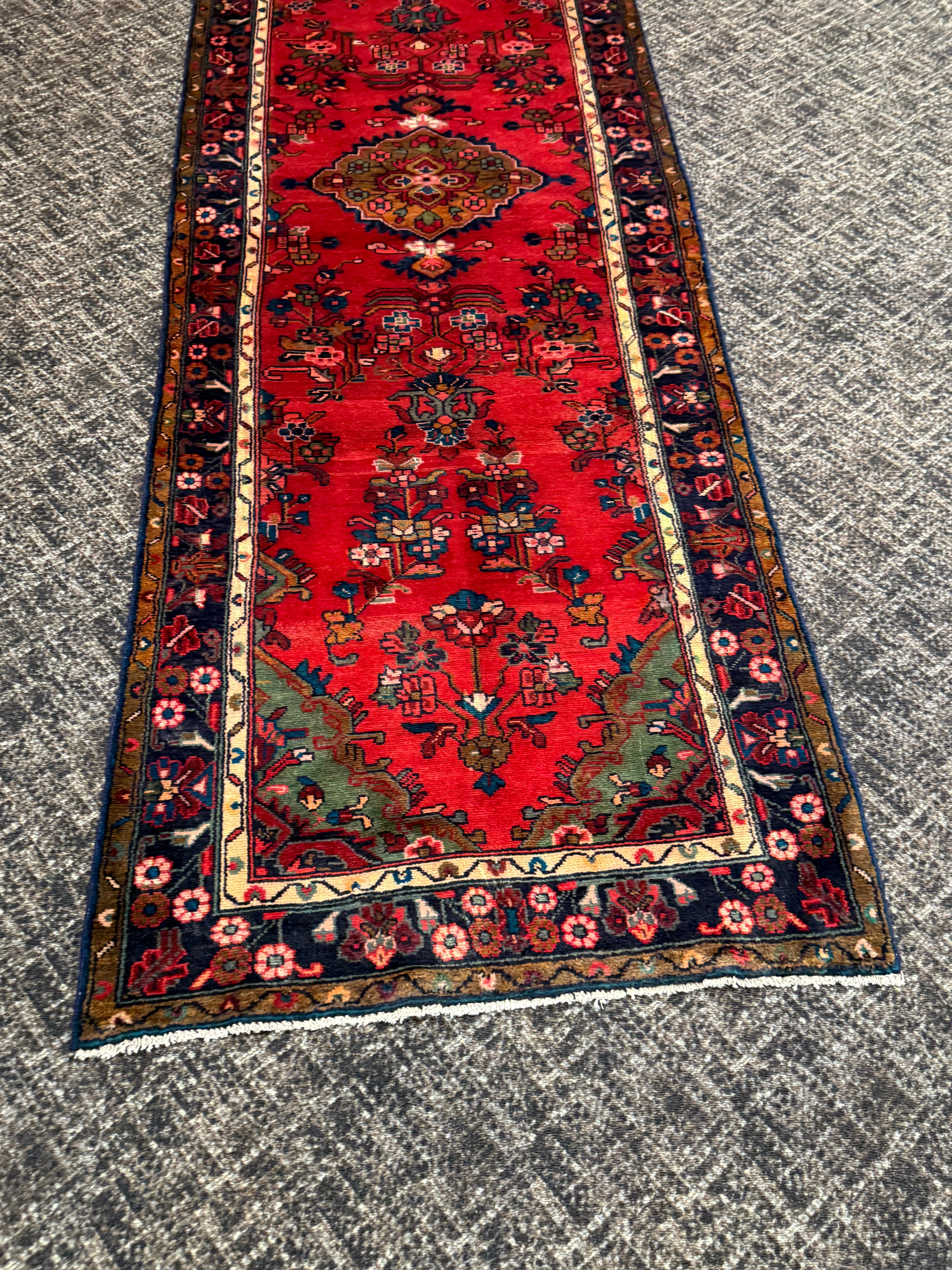 10.9' x 3.5' Ft. Authentic Persian Hamadan Tribal Hand Knotted Fine Wool Runner / Rug BR133