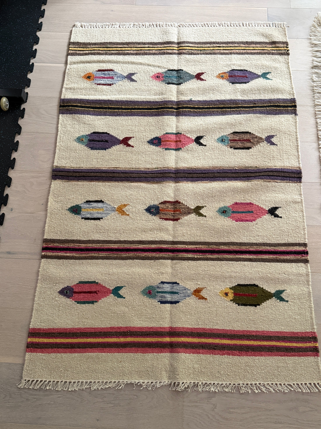 4' x 6' Ft. Fun Colorful Contemporary Fish Design Turkish Oushak Kilim Hand Knotted Wool Area Rug – BR3101
