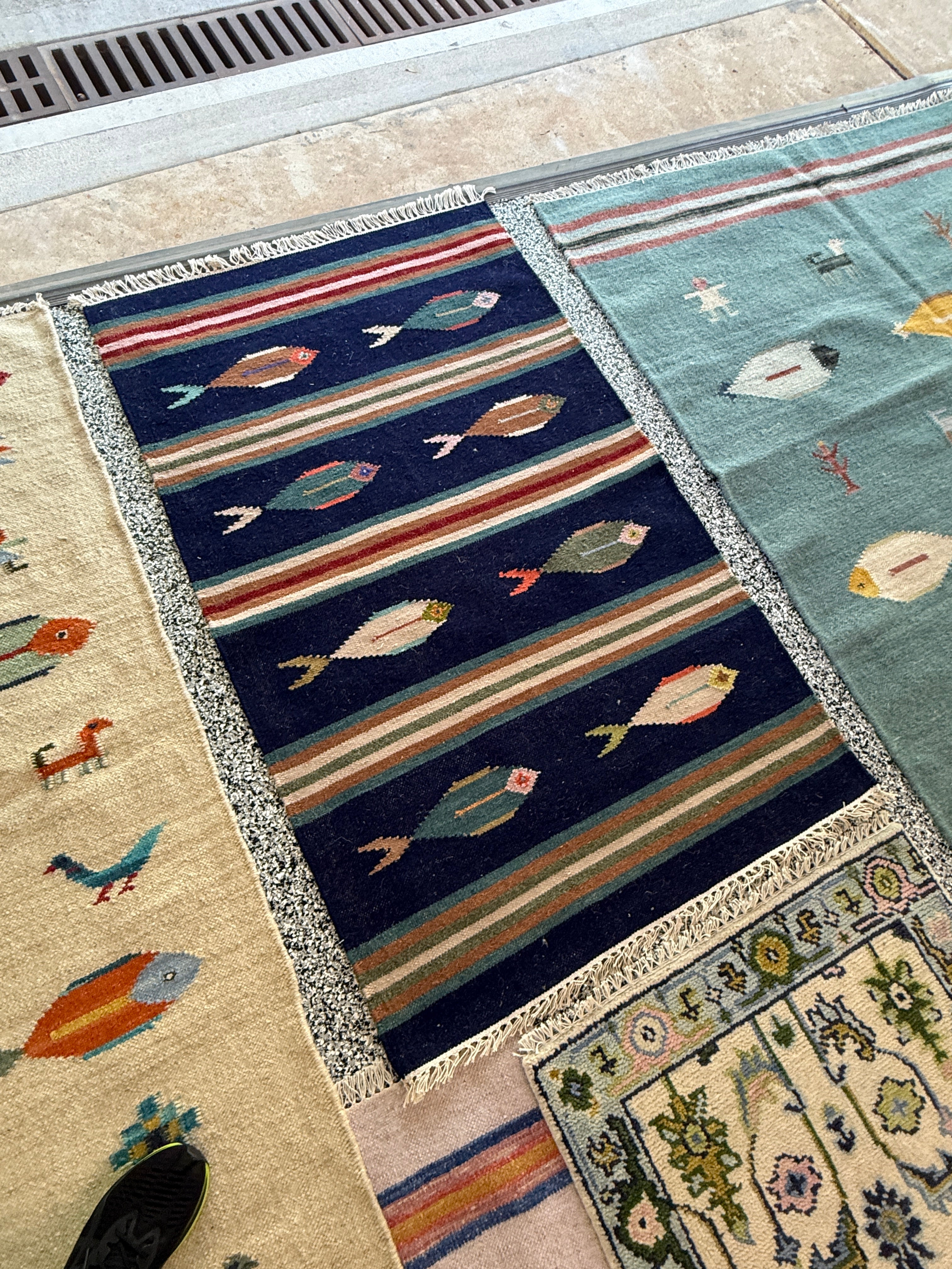 3' x 5' Ft. Fun Colorful Contemporary Fish Design Turkish Oushak Kilim Hand Knotted Wool Area Rug – BR3130
