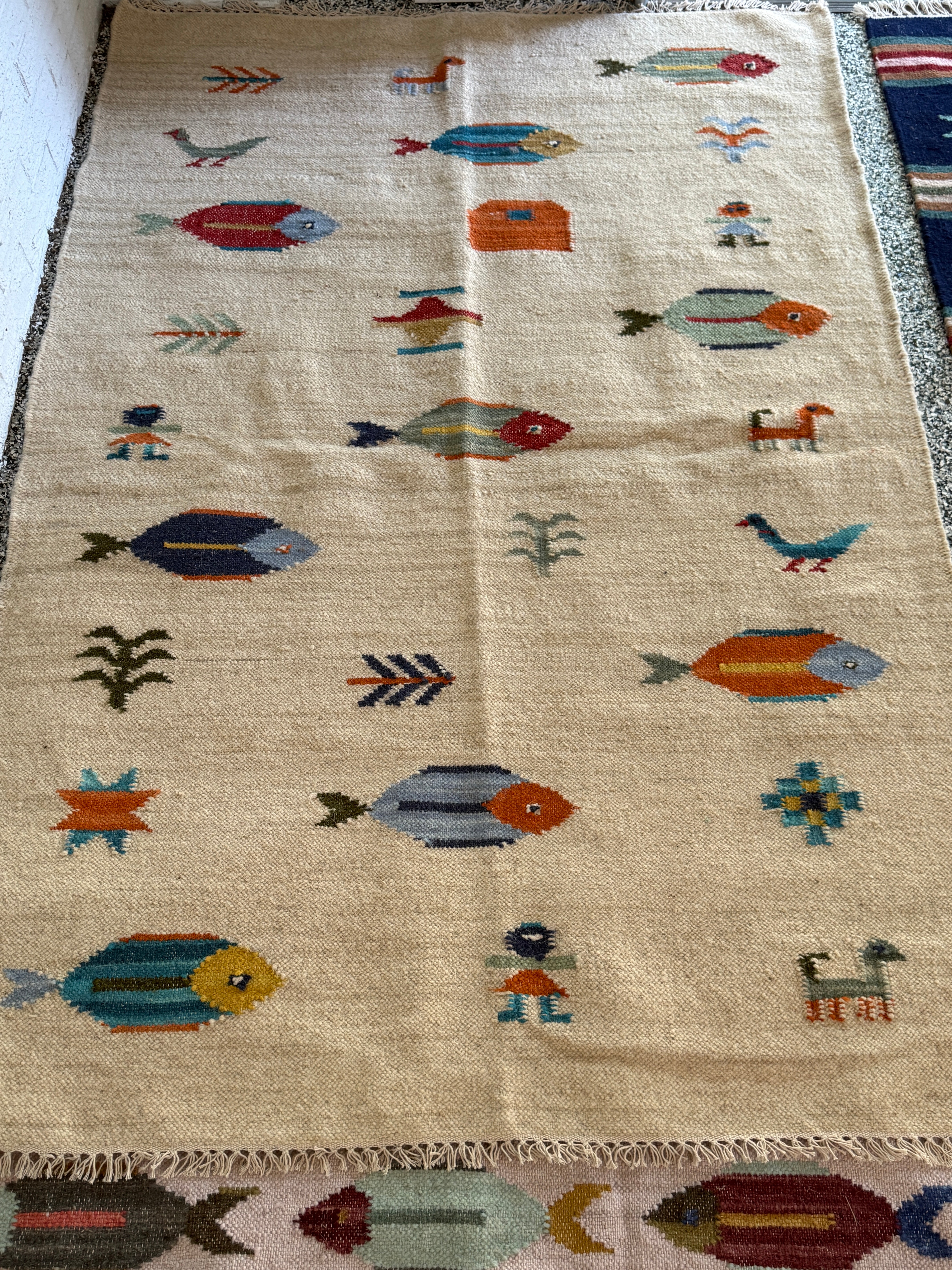 6' x 9' Ft. Fun Colorful FISH / FARM Design Turkish Oushak Hand Knotted Wool Area Rug - BR3129