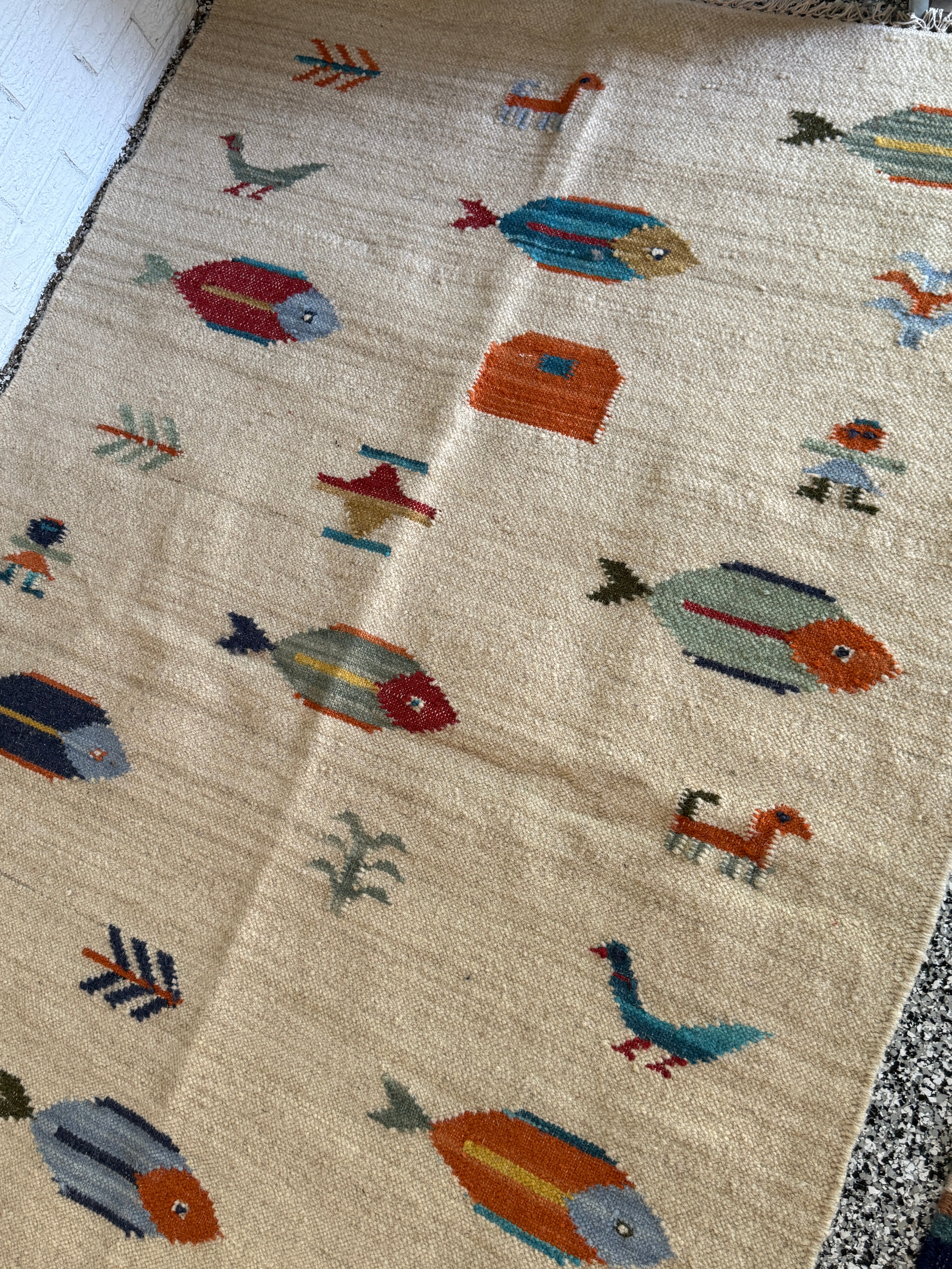 6' x 9' Ft. Fun Colorful FISH / FARM Design Turkish Oushak Hand Knotted Wool Area Rug - BR3129