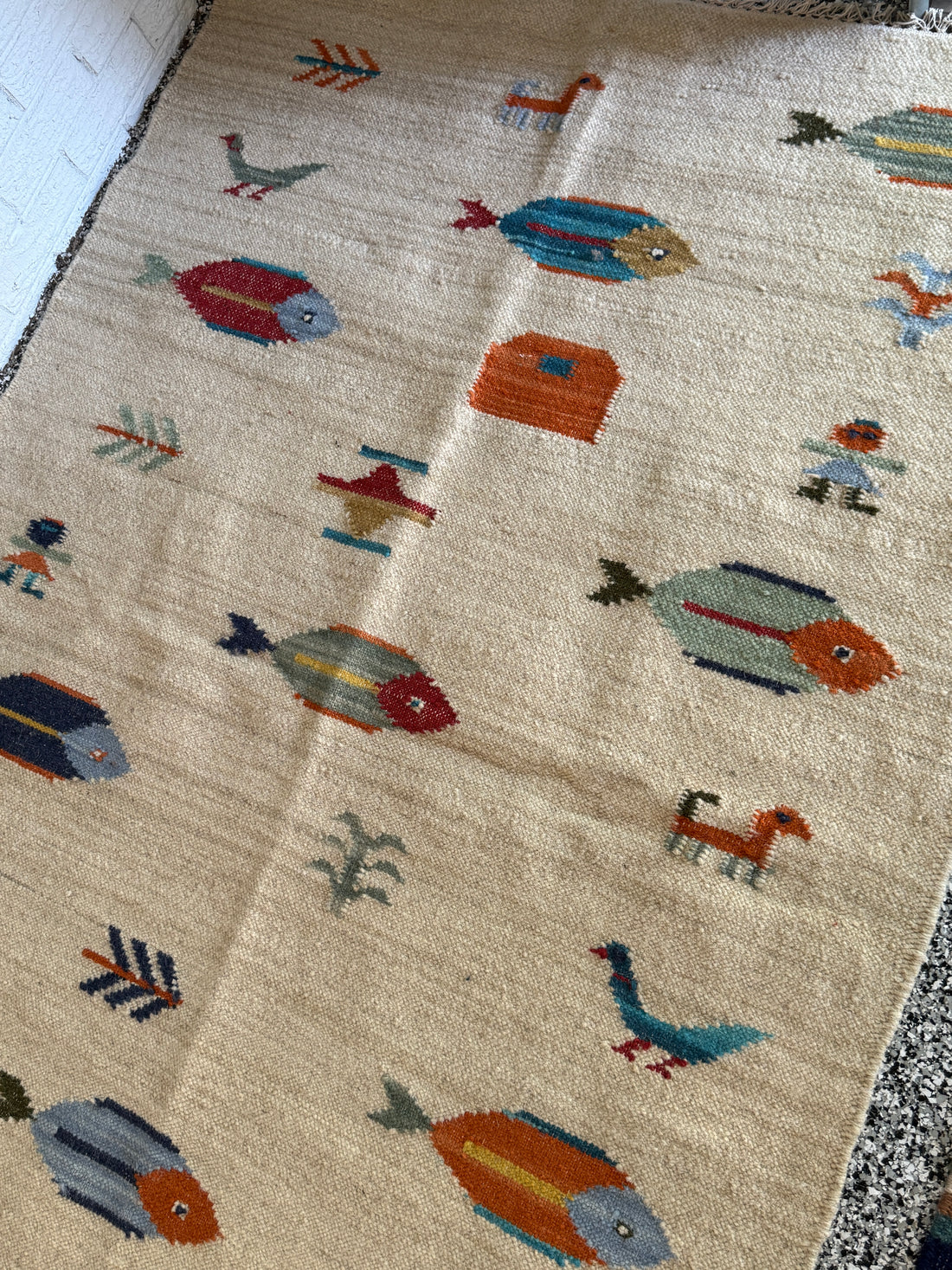 6' x 9' Ft. Fun Colorful FISH / FARM Design Turkish Oushak Hand Knotted Wool Area Rug - BR3129