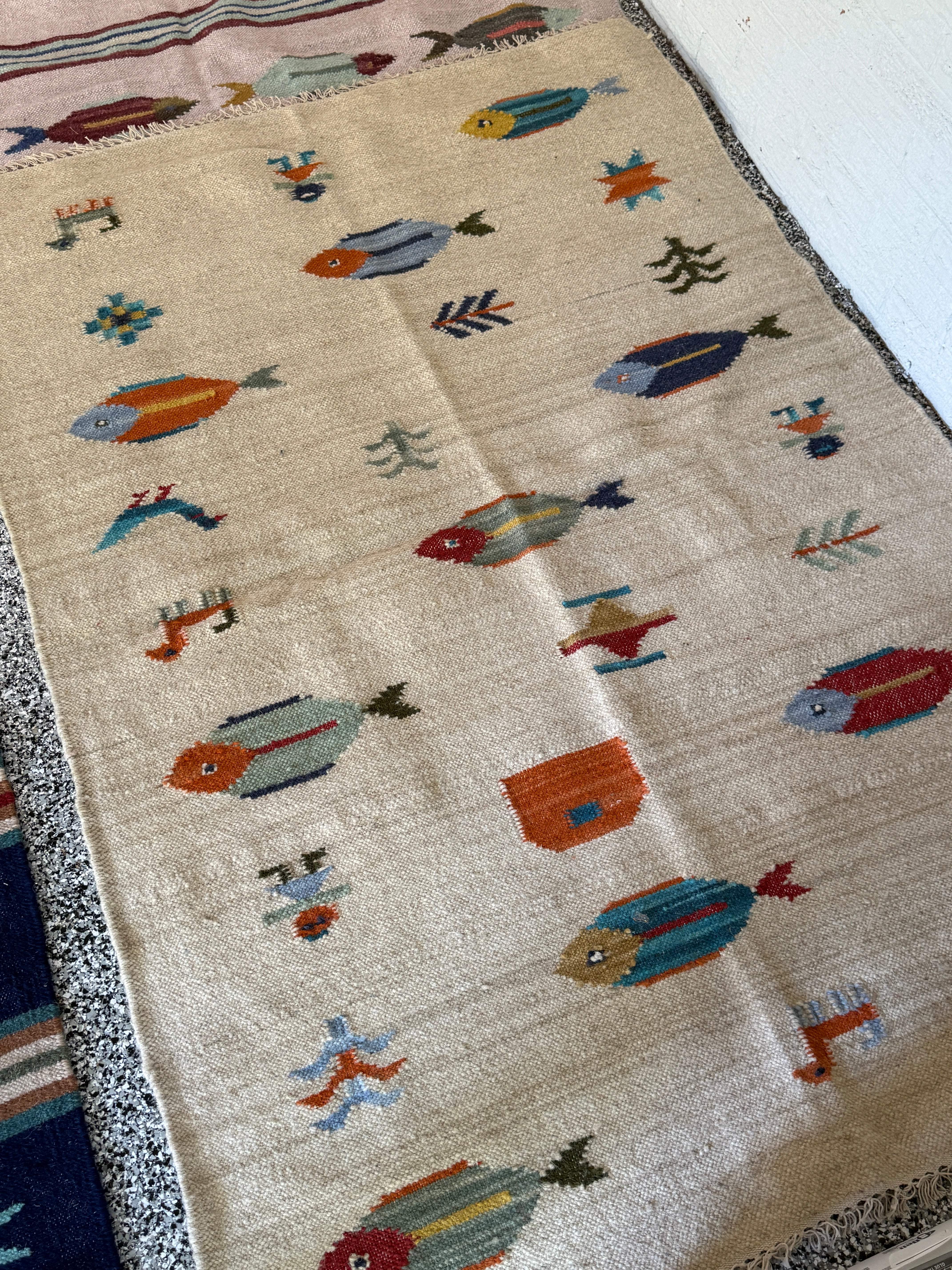 6' x 9' Ft. Fun Colorful FISH / FARM Design Turkish Oushak Hand Knotted Wool Area Rug - BR3129