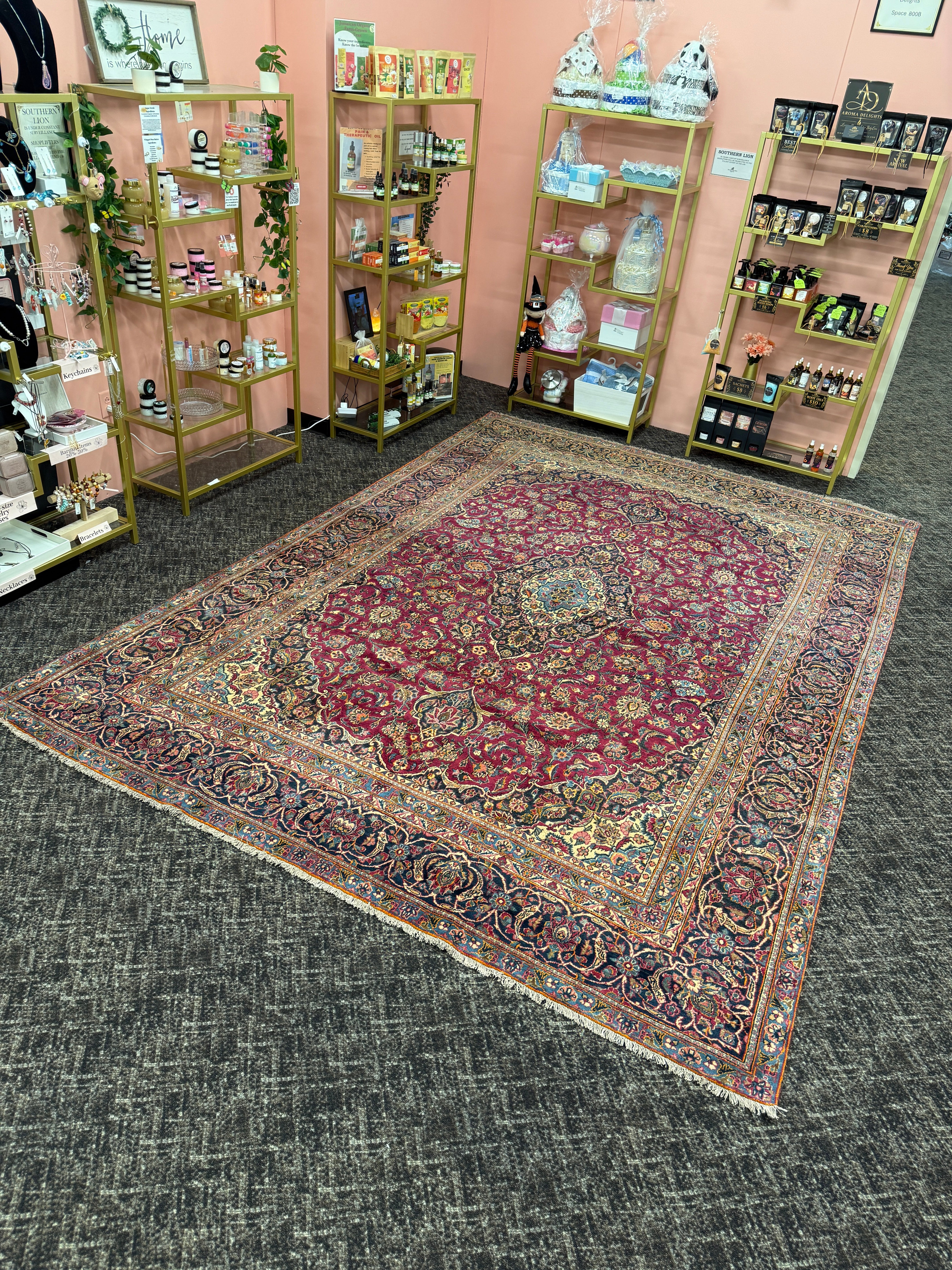 9 1/2' x 12' Authentic Vintage Persian Kashan Hand Knotted Wool Area Rug - BR430