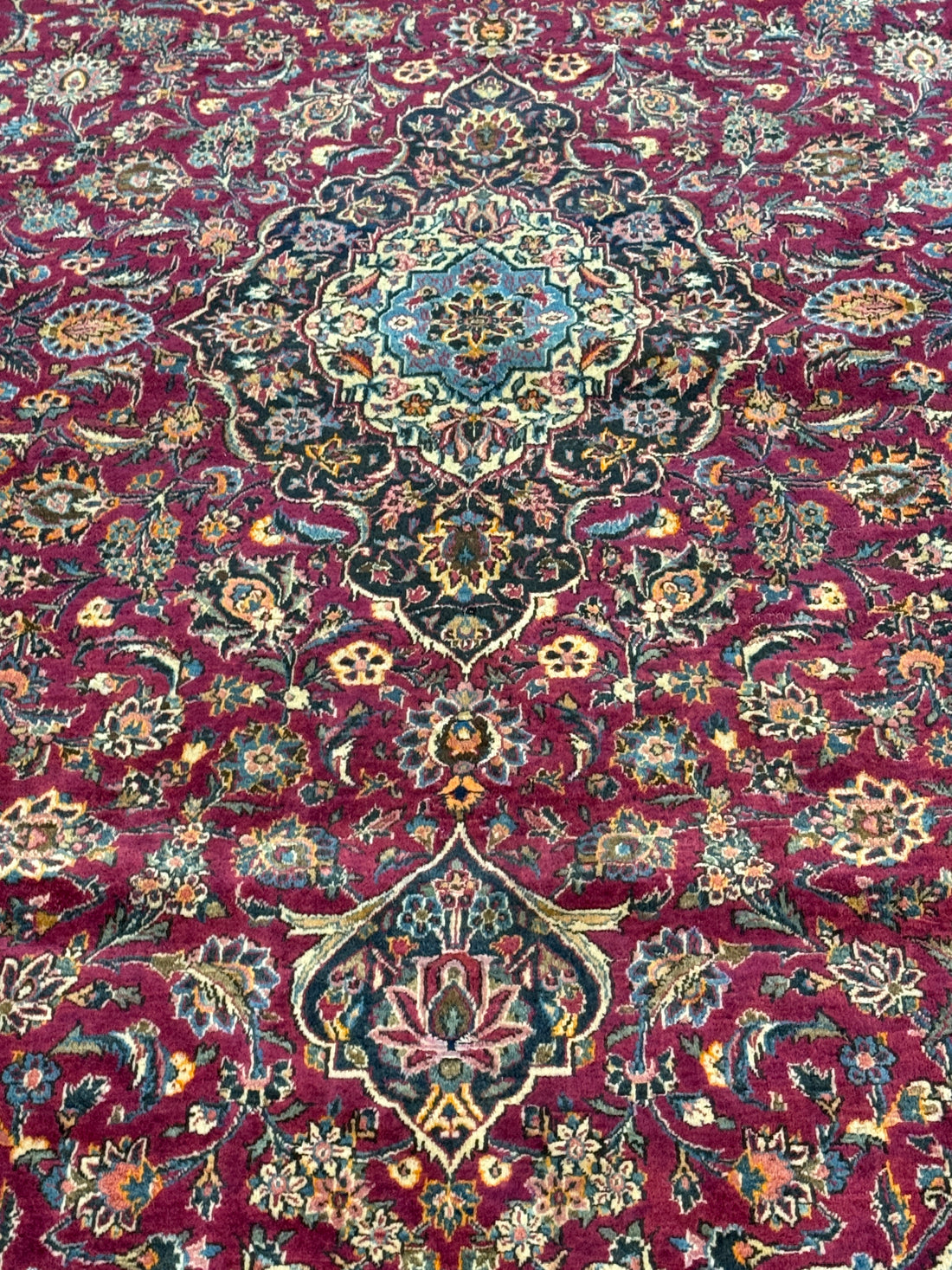 9 1/2' x 12' Authentic Vintage Persian Kashan Hand Knotted Wool Area Rug - BR430