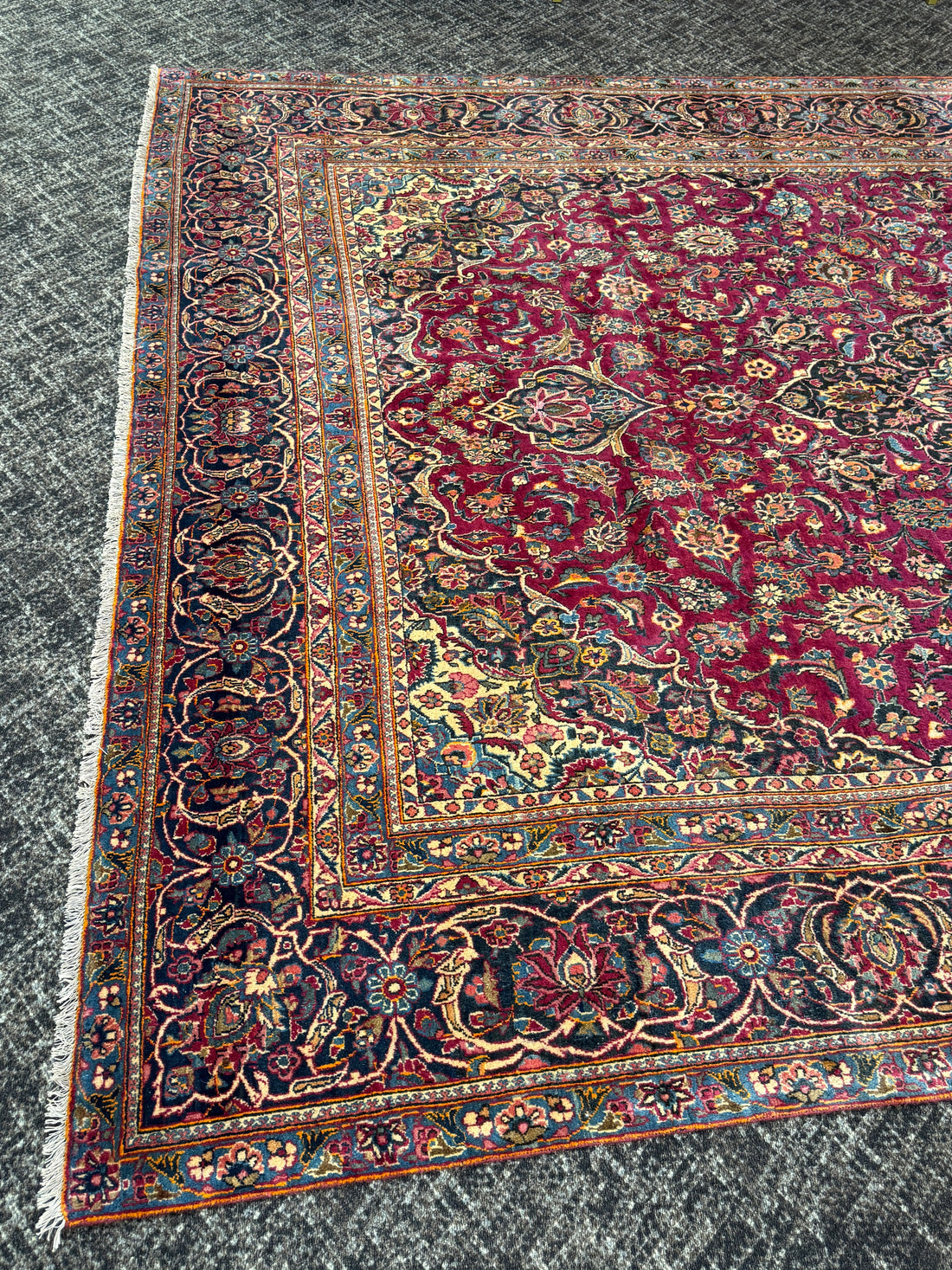 9 1/2' x 12' Authentic Vintage Persian Kashan Hand Knotted Wool Area Rug - BR430