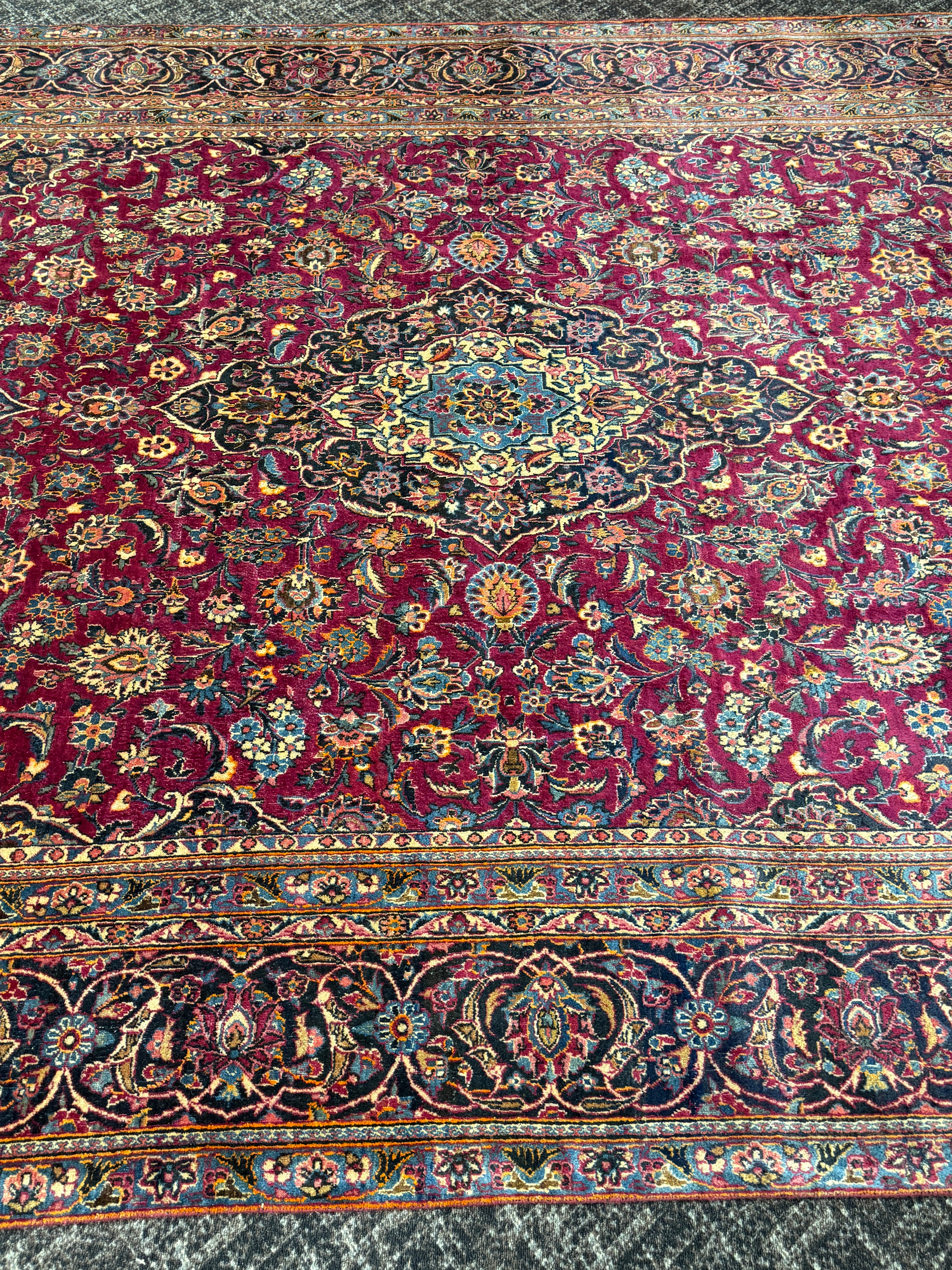 9 1/2' x 12' Authentic Vintage Persian Kashan Hand Knotted Wool Area Rug - BR430