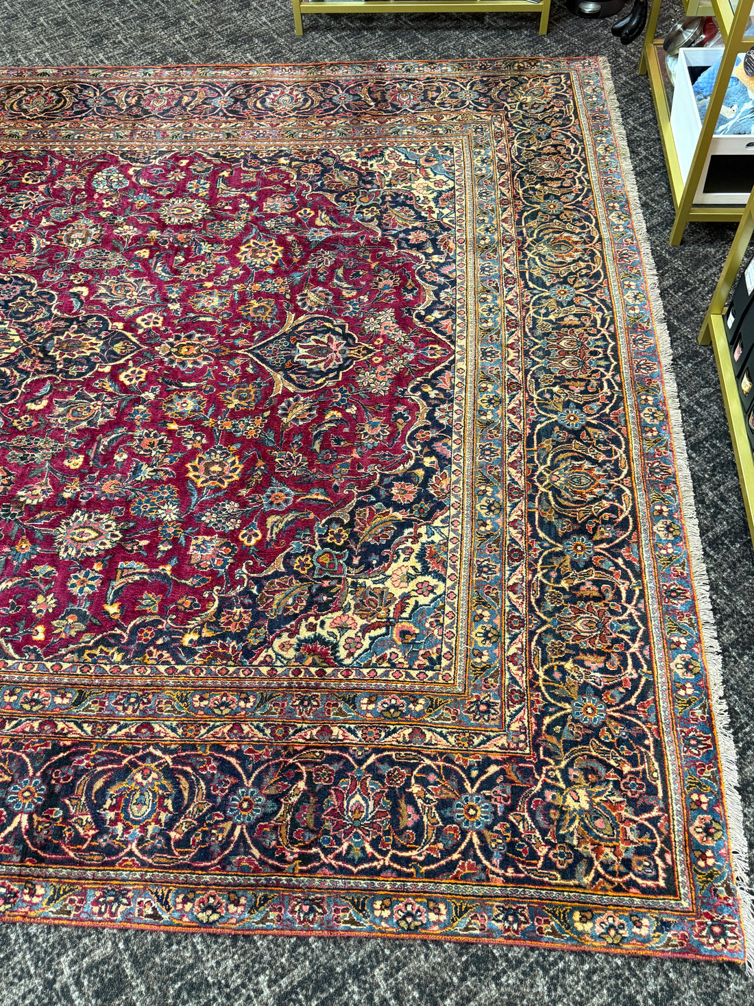 9 1/2' x 12' Authentic Vintage Persian Kashan Hand Knotted Wool Area Rug - BR430