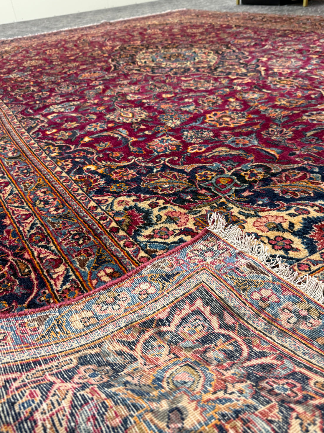 9 1/2' x 12' Authentic Vintage Persian Kashan Hand Knotted Wool Area Rug - BR430