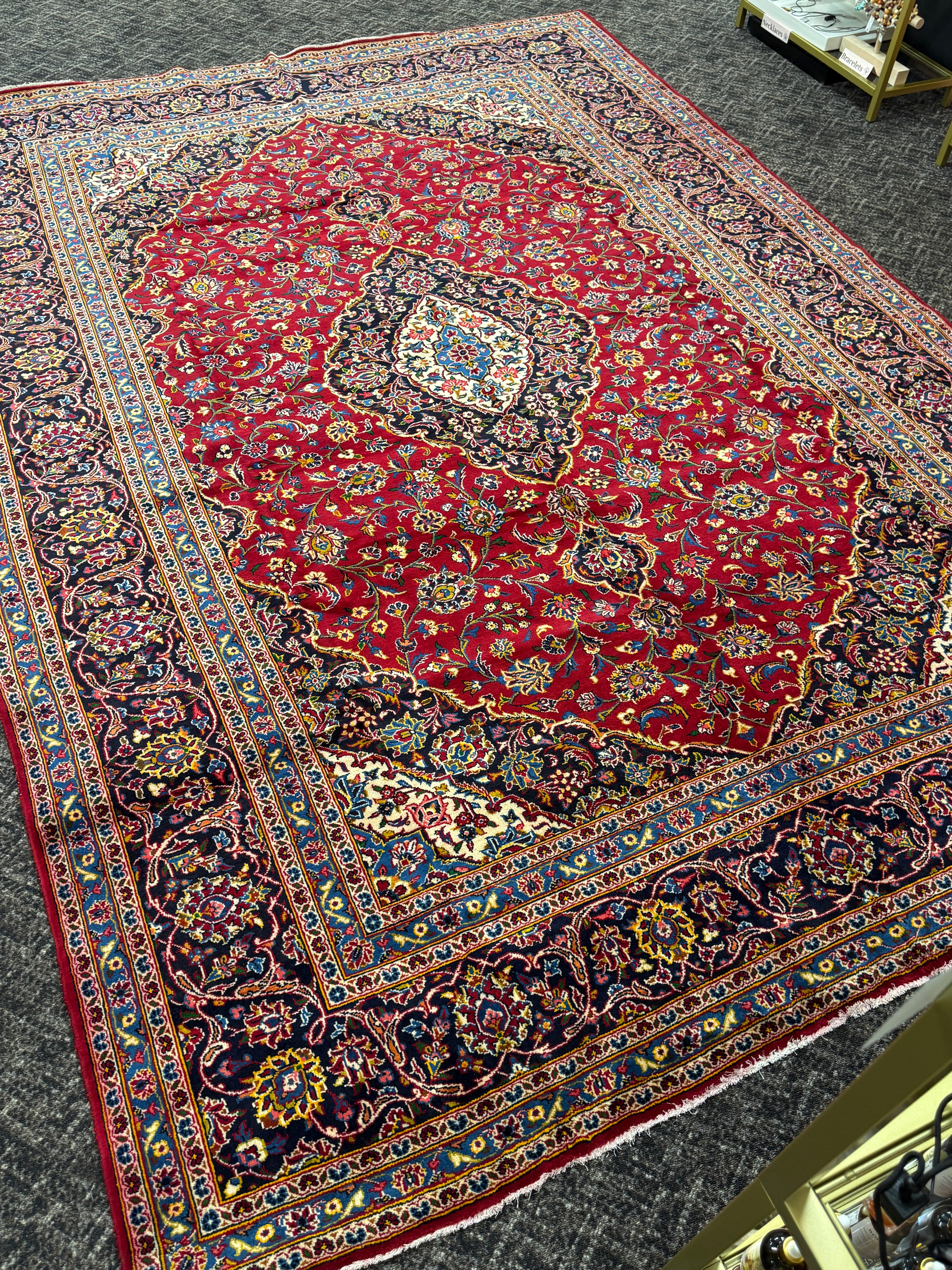 9 1/2' x 12' Authentic Vintage Persian Kashan Hand Knotted Wool Area Rug - BR3132