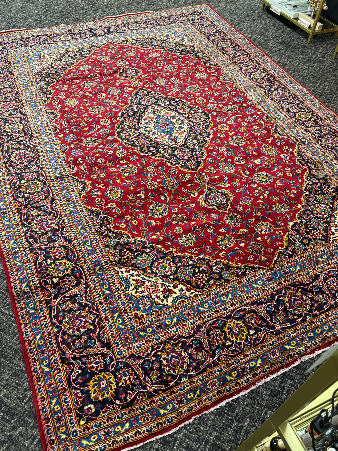 9 1/2' x 12' Authentic Vintage Persian Kashan Hand Knotted Wool Area Rug - BR3132