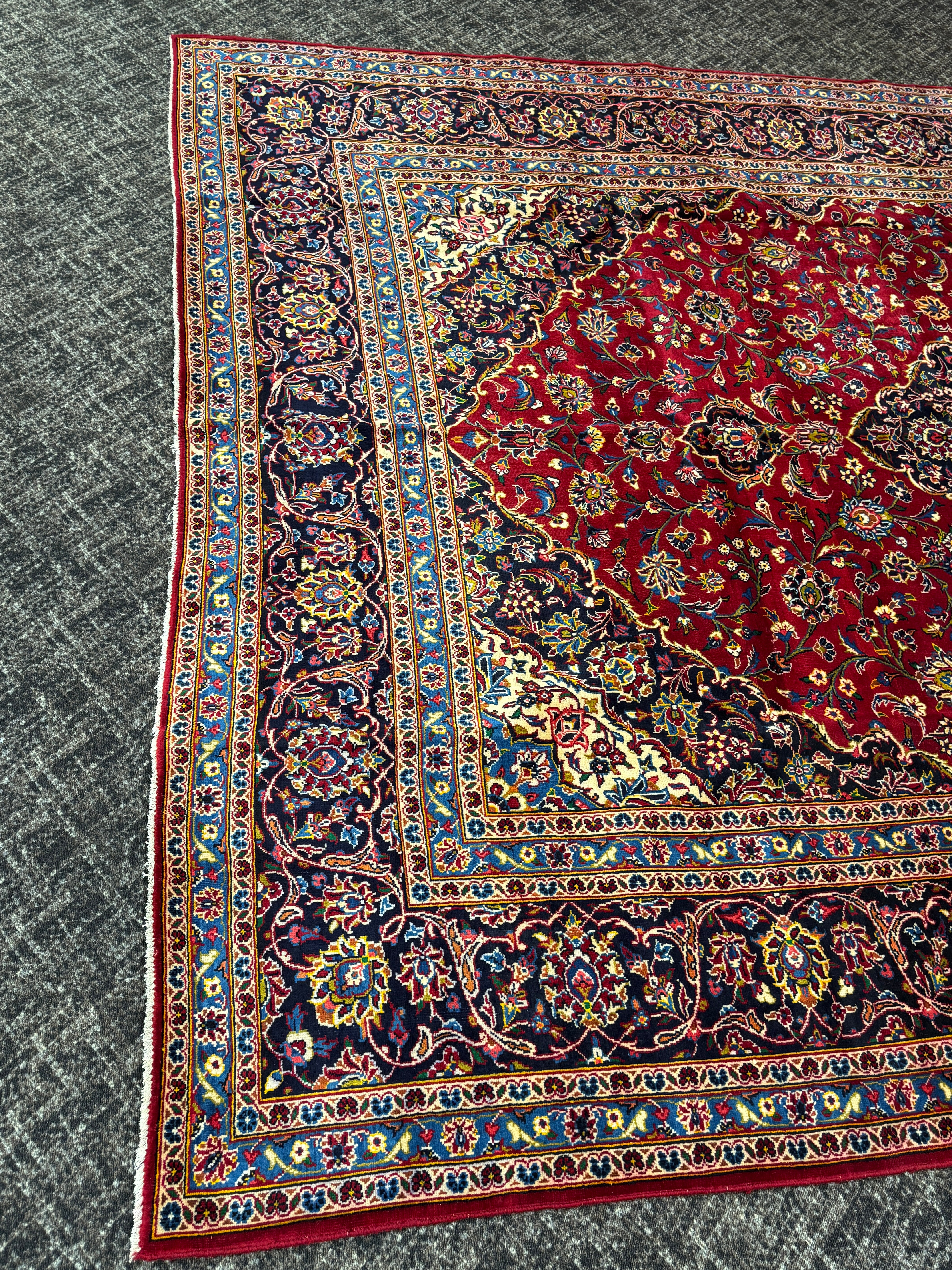 9 1/2' x 12' Authentic Vintage Persian Kashan Hand Knotted Wool Area Rug - BR3132