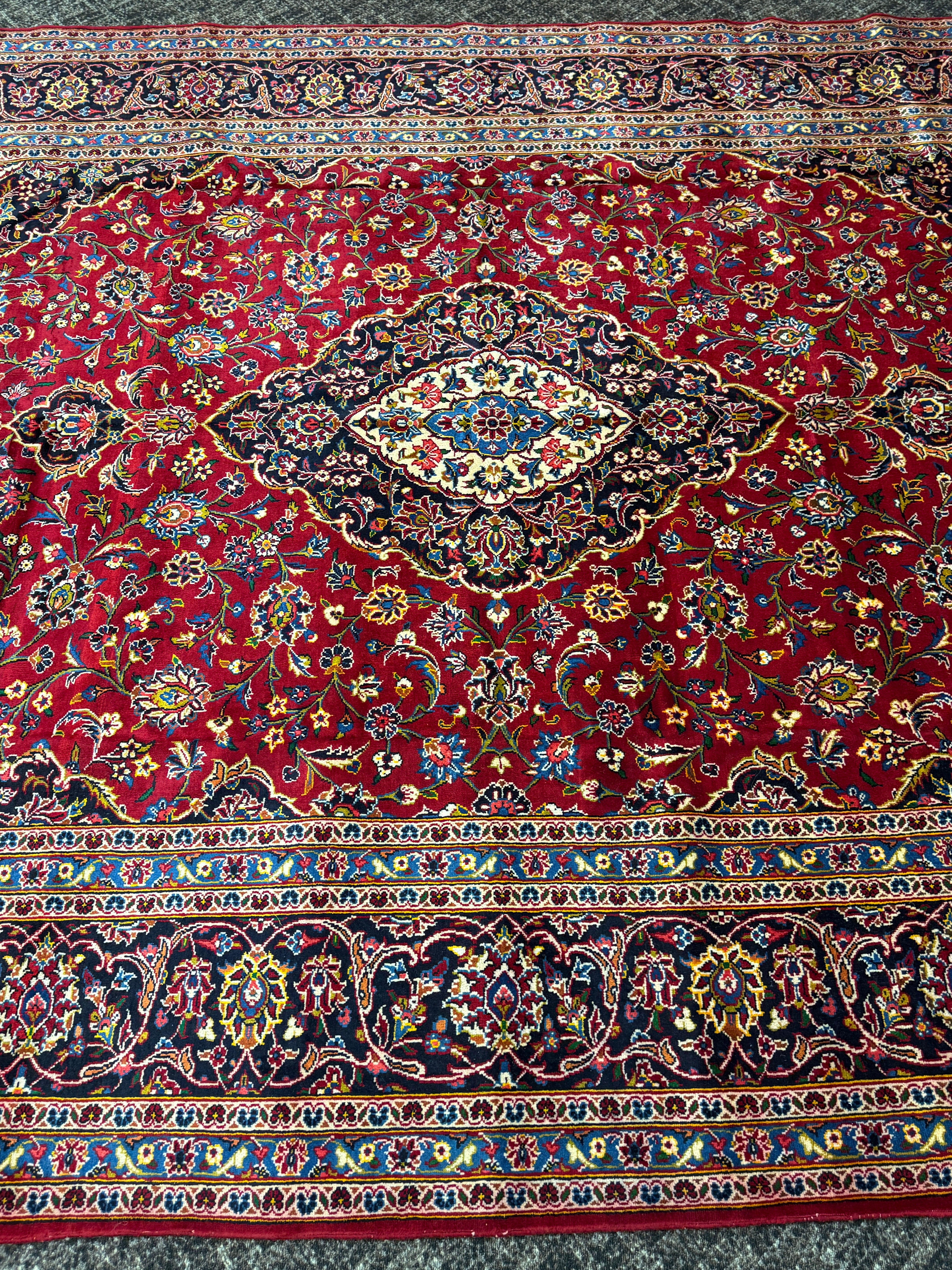 9 1/2' x 12' Authentic Vintage Persian Kashan Hand Knotted Wool Area Rug - BR3132