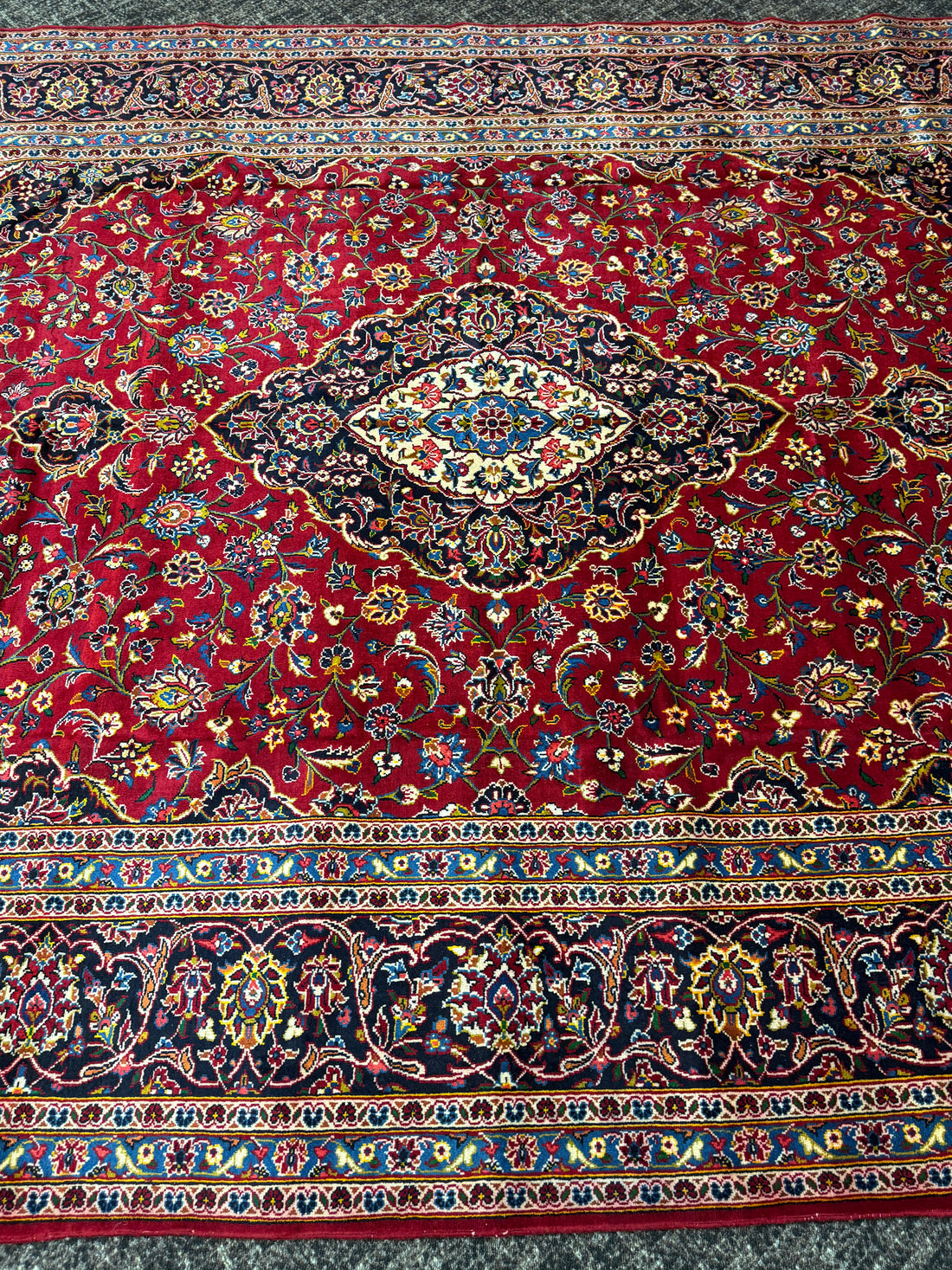 9 1/2' x 12' Authentic Vintage Persian Kashan Hand Knotted Wool Area Rug - BR3132