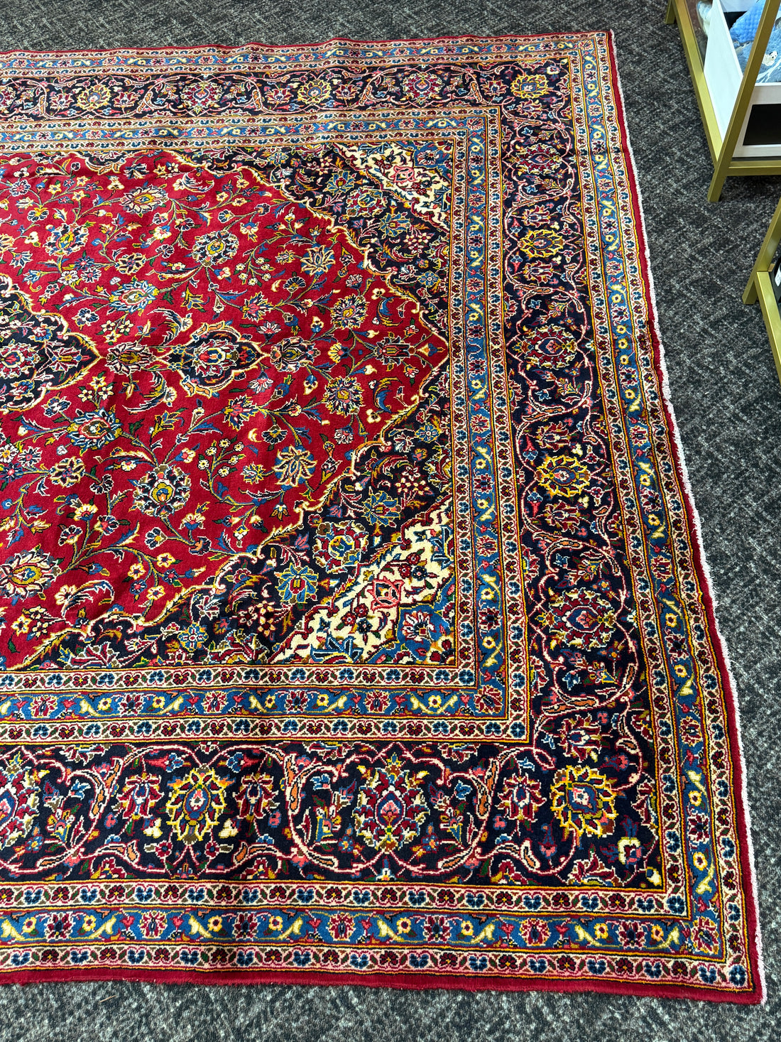 9 1/2' x 12' Authentic Vintage Persian Kashan Hand Knotted Wool Area Rug - BR3132