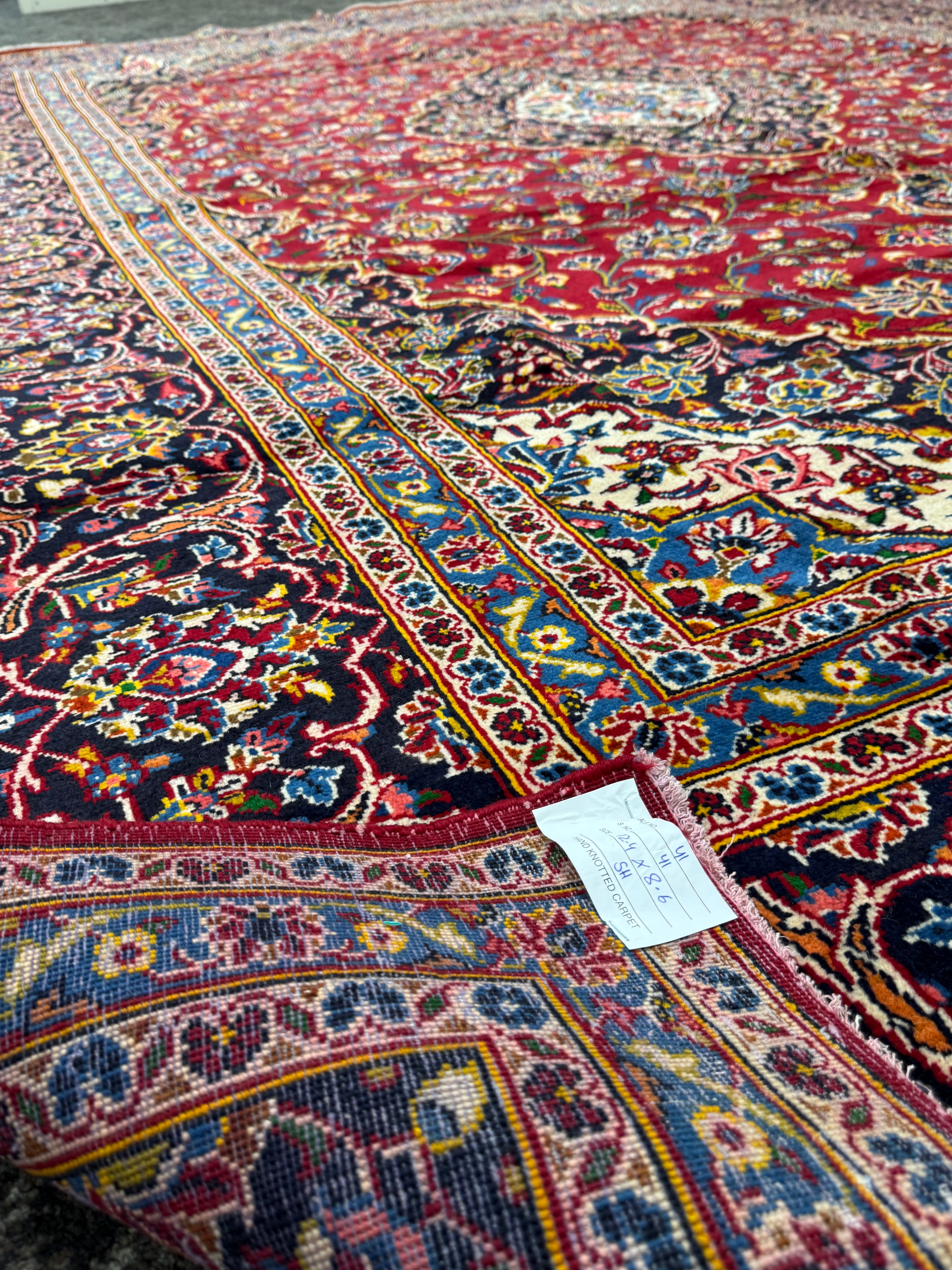 9 1/2' x 12' Authentic Vintage Persian Kashan Hand Knotted Wool Area Rug - BR3132