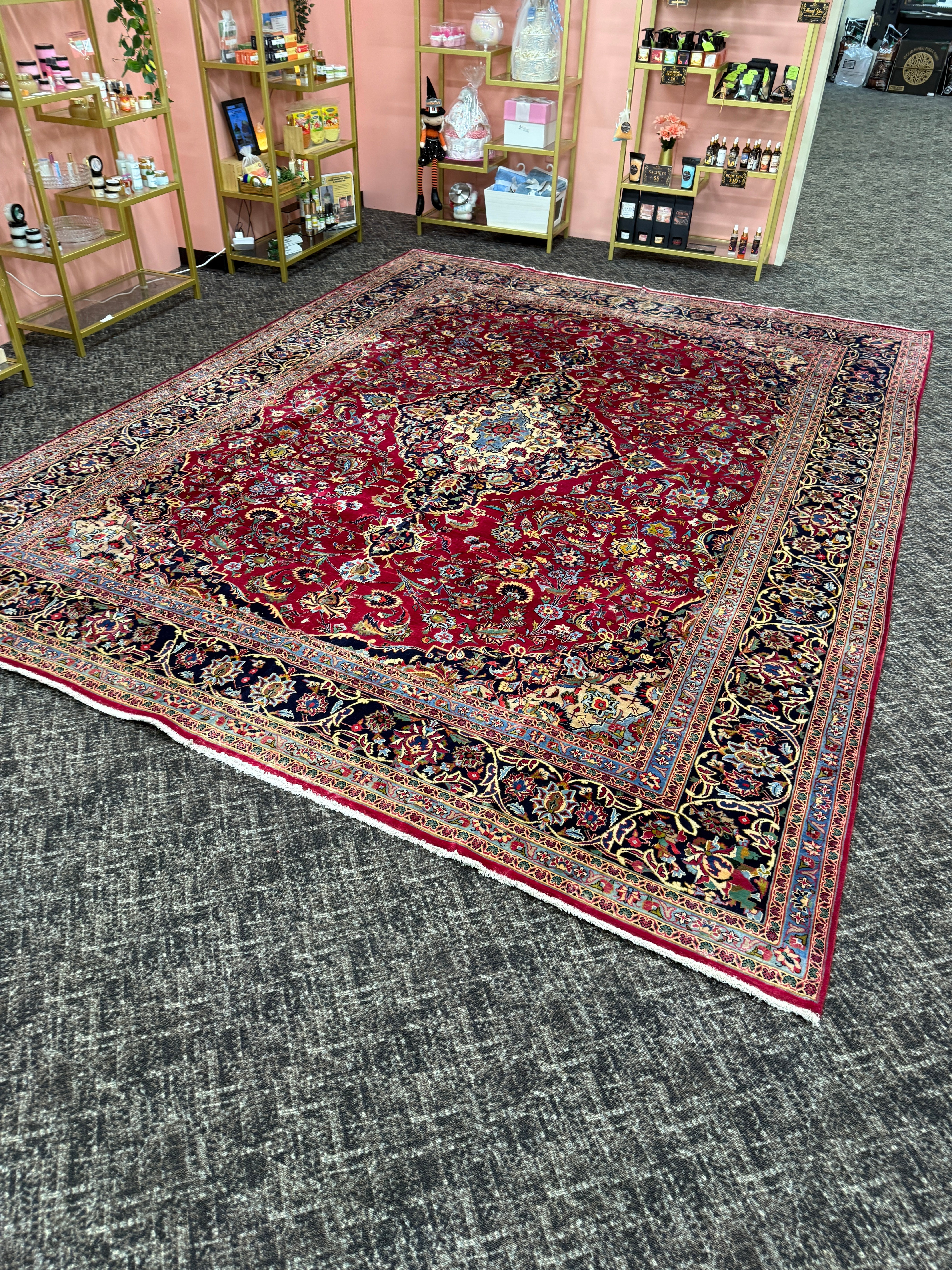 Rare 9 1/2' x 13' Ft. Authentic Vintage Persian Kashan Hand Knotted Wool Area Rug - BR3135