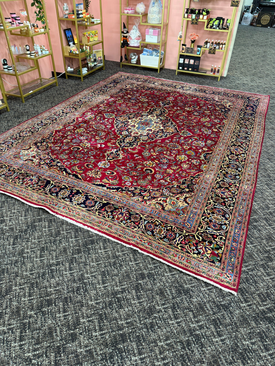 Rare 9 1/2' x 13' Ft. Authentic Vintage Persian Kashan Hand Knotted Wool Area Rug - BR3135