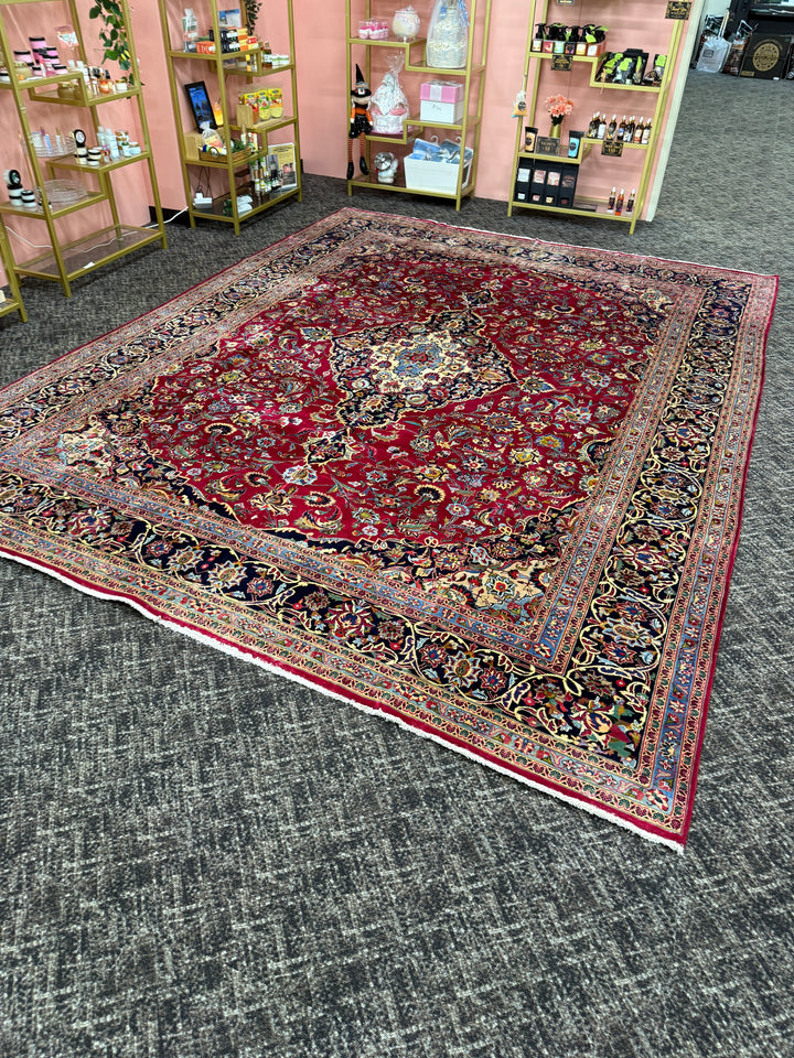Rare 9 1/2' x 13' Ft. Authentic Vintage Persian Kashan Hand Knotted Wool Area Rug - BR3135