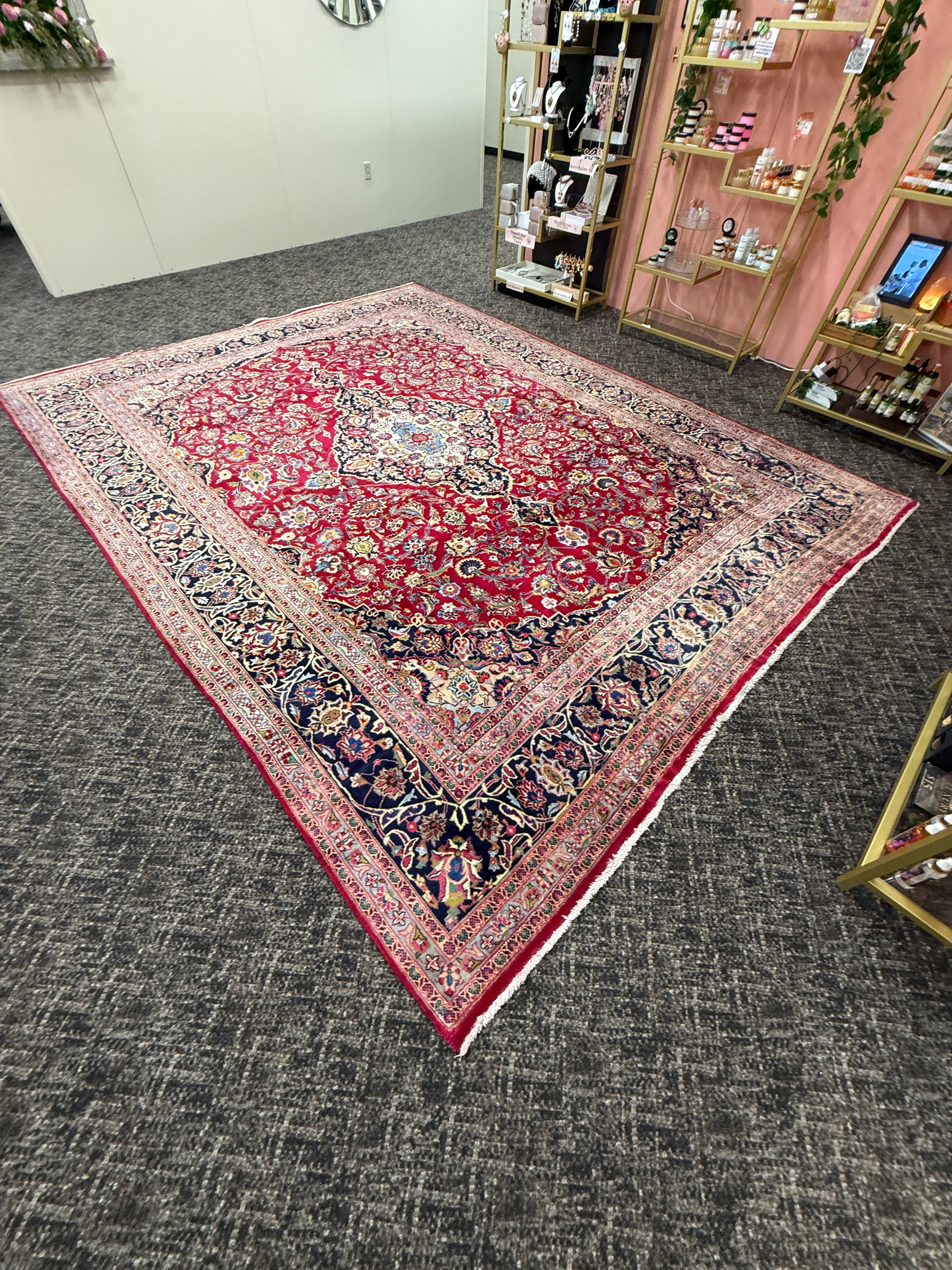 Rare 9 1/2' x 13' Ft. Authentic Vintage Persian Kashan Hand Knotted Wool Area Rug - BR3135