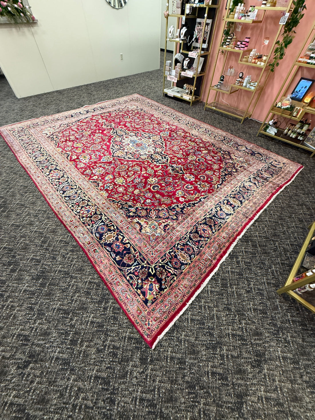 Rare 9 1/2' x 13' Ft. Authentic Vintage Persian Kashan Hand Knotted Wool Area Rug - BR3135