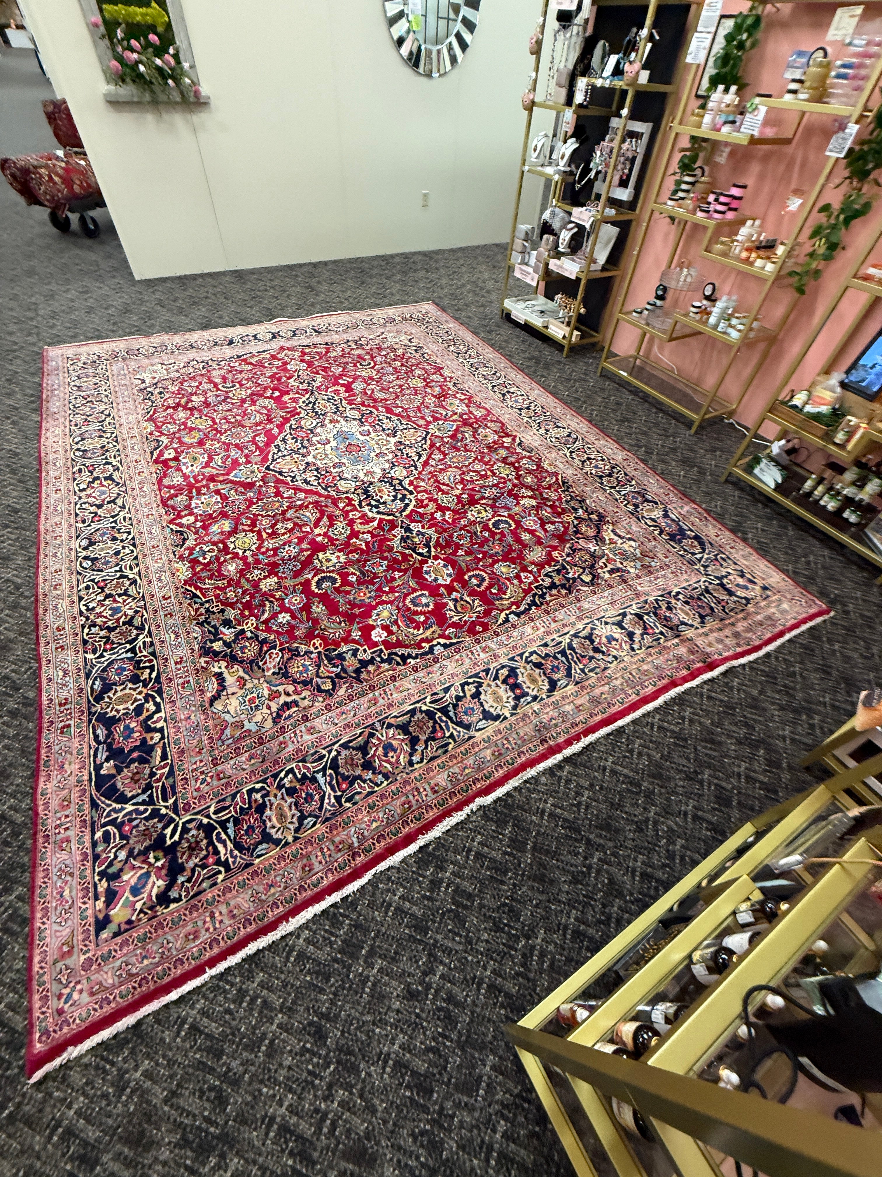 Rare 9 1/2' x 13' Ft. Authentic Vintage Persian Kashan Hand Knotted Wool Area Rug - BR3135
