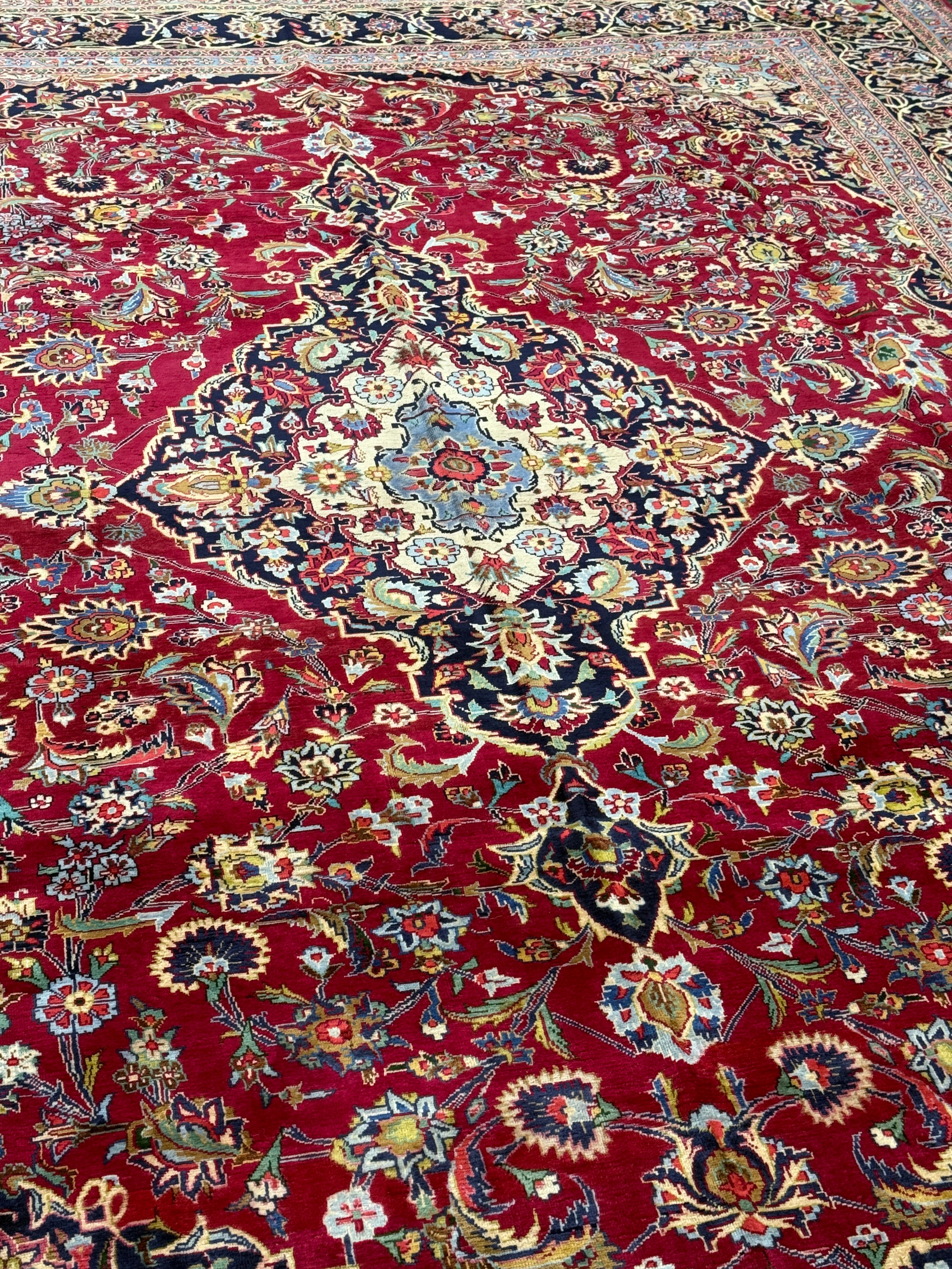 Rare 9 1/2' x 13' Ft. Authentic Vintage Persian Kashan Hand Knotted Wool Area Rug - BR3135