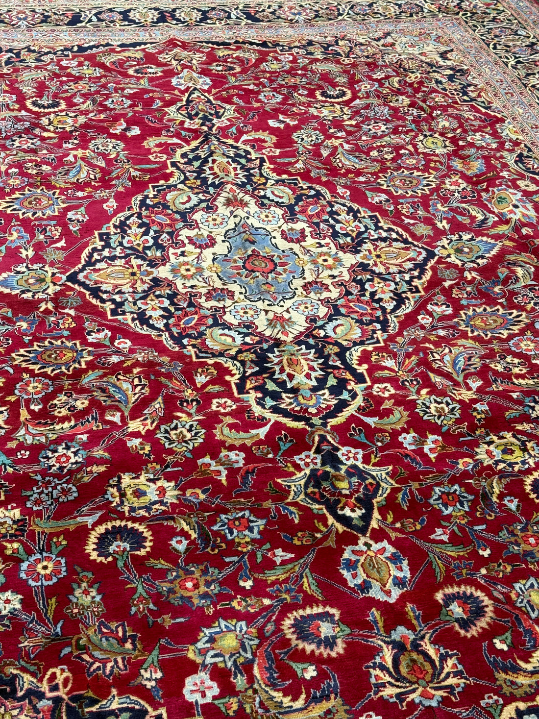 Rare 9 1/2' x 13' Ft. Authentic Vintage Persian Kashan Hand Knotted Wool Area Rug - BR3135