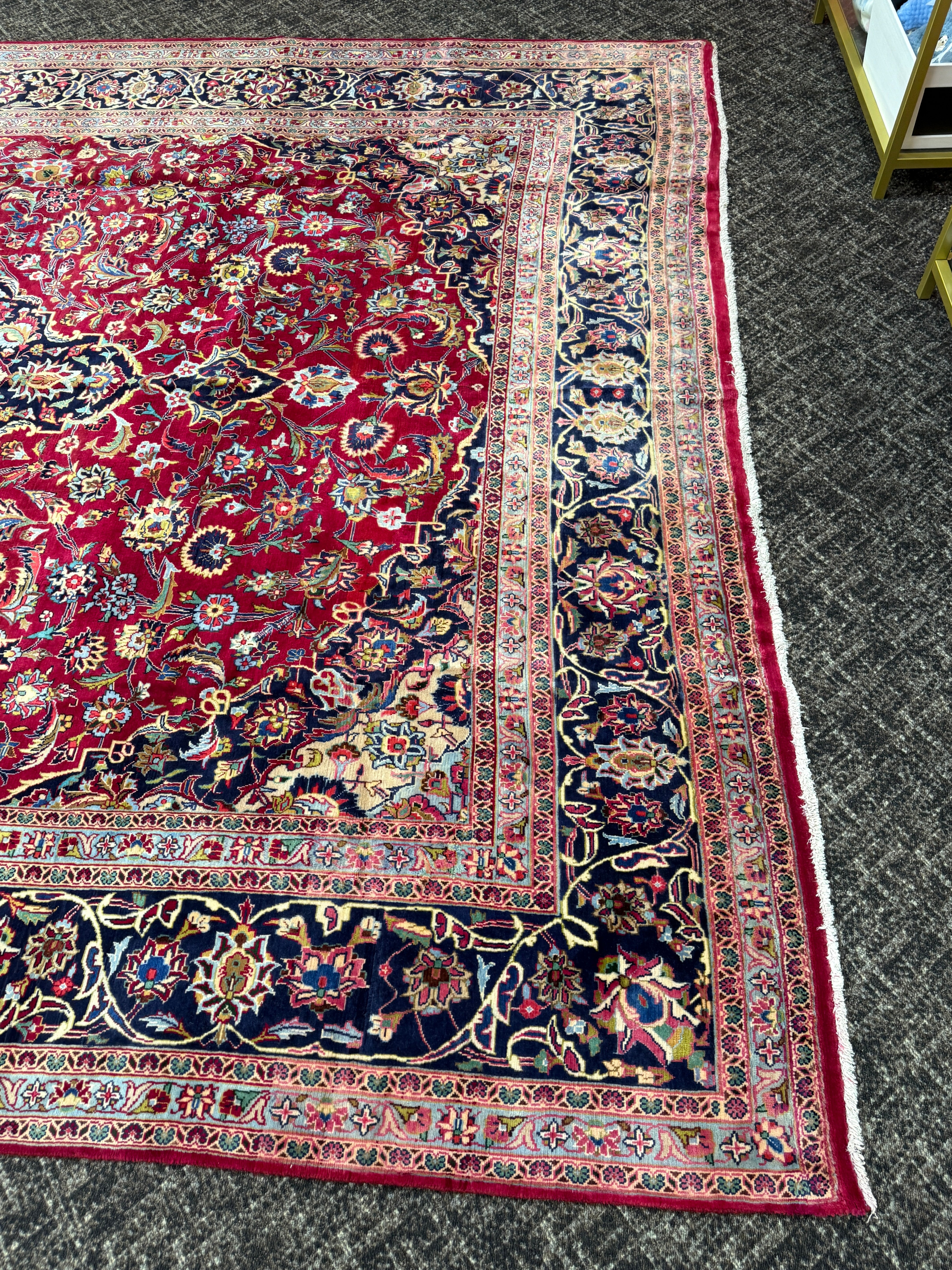 Rare 9 1/2' x 13' Ft. Authentic Vintage Persian Kashan Hand Knotted Wool Area Rug - BR3135