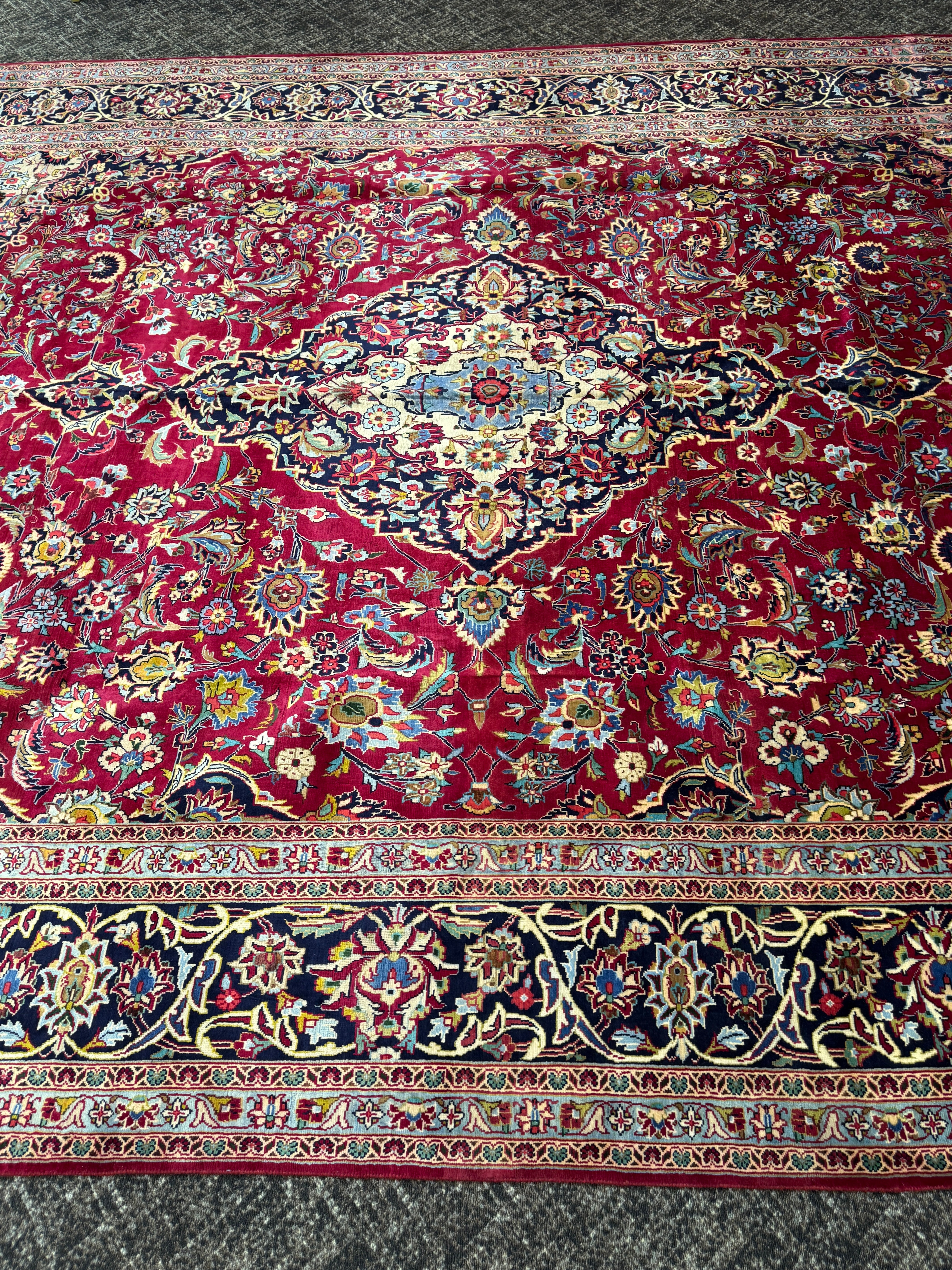 Rare 9 1/2' x 13' Ft. Authentic Vintage Persian Kashan Hand Knotted Wool Area Rug - BR3135
