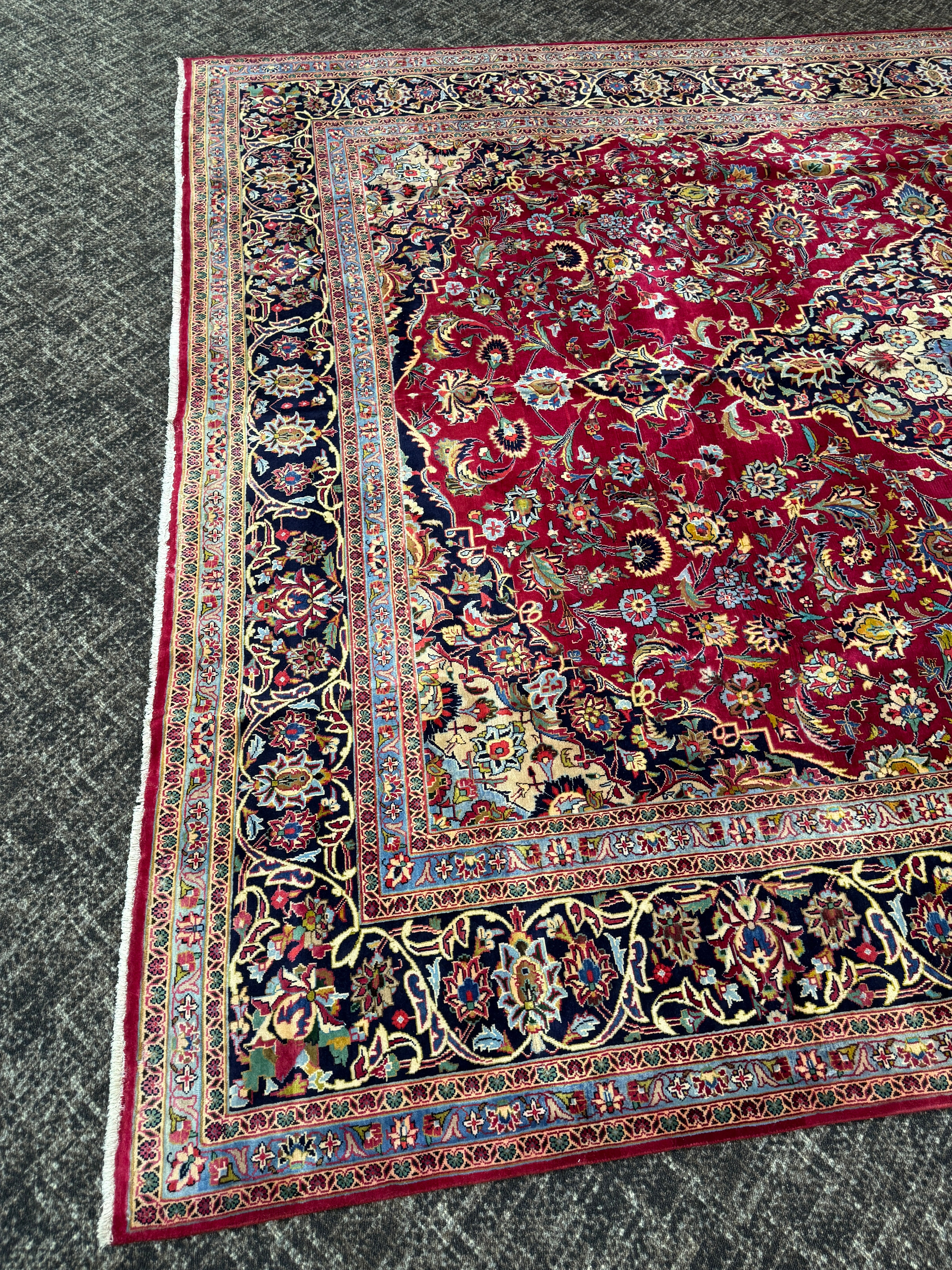 Rare 9 1/2' x 13' Ft. Authentic Vintage Persian Kashan Hand Knotted Wool Area Rug - BR3135