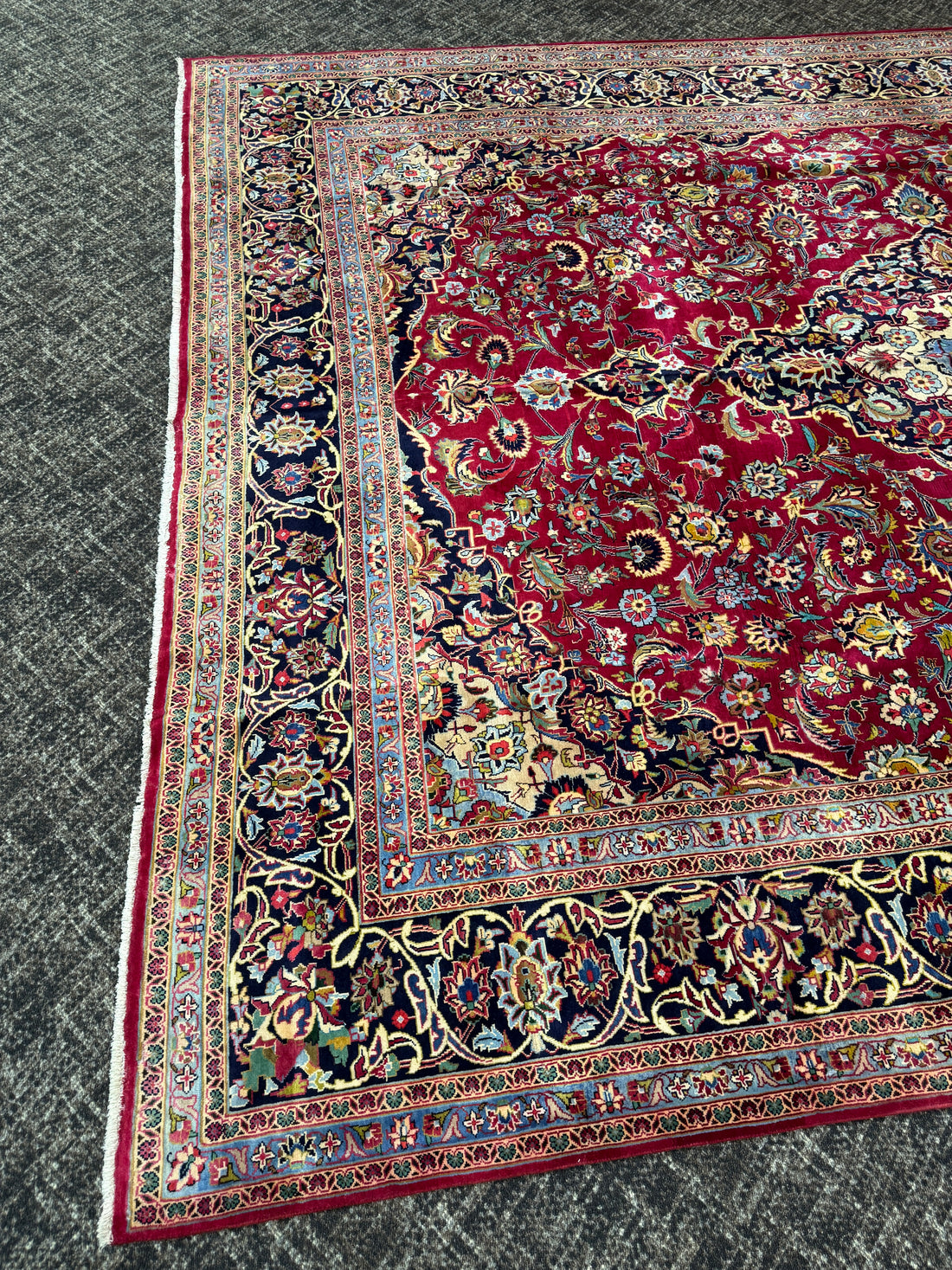 Rare 9 1/2' x 13' Ft. Authentic Vintage Persian Kashan Hand Knotted Wool Area Rug - BR3135