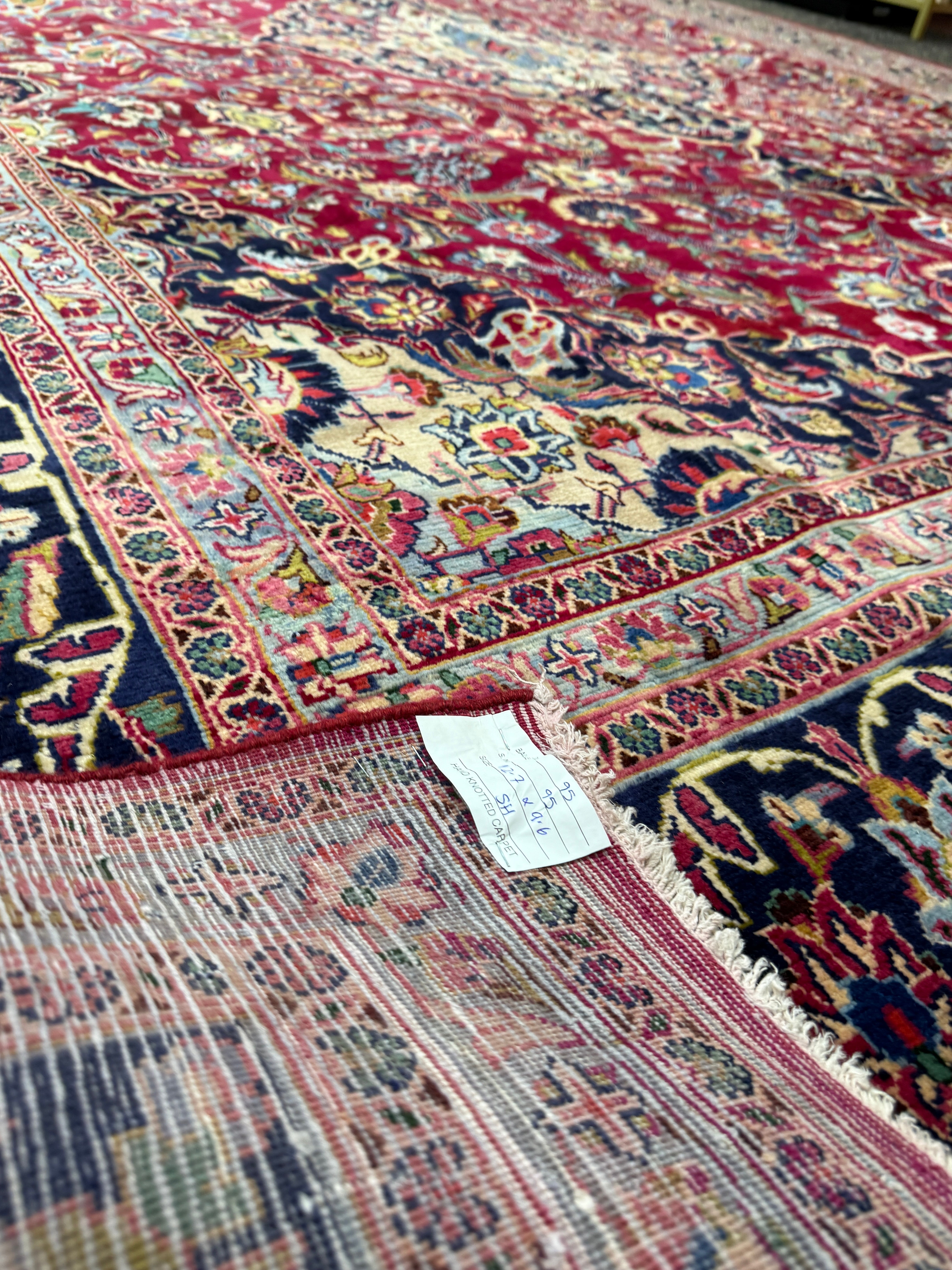 Rare 9 1/2' x 13' Ft. Authentic Vintage Persian Kashan Hand Knotted Wool Area Rug - BR3135