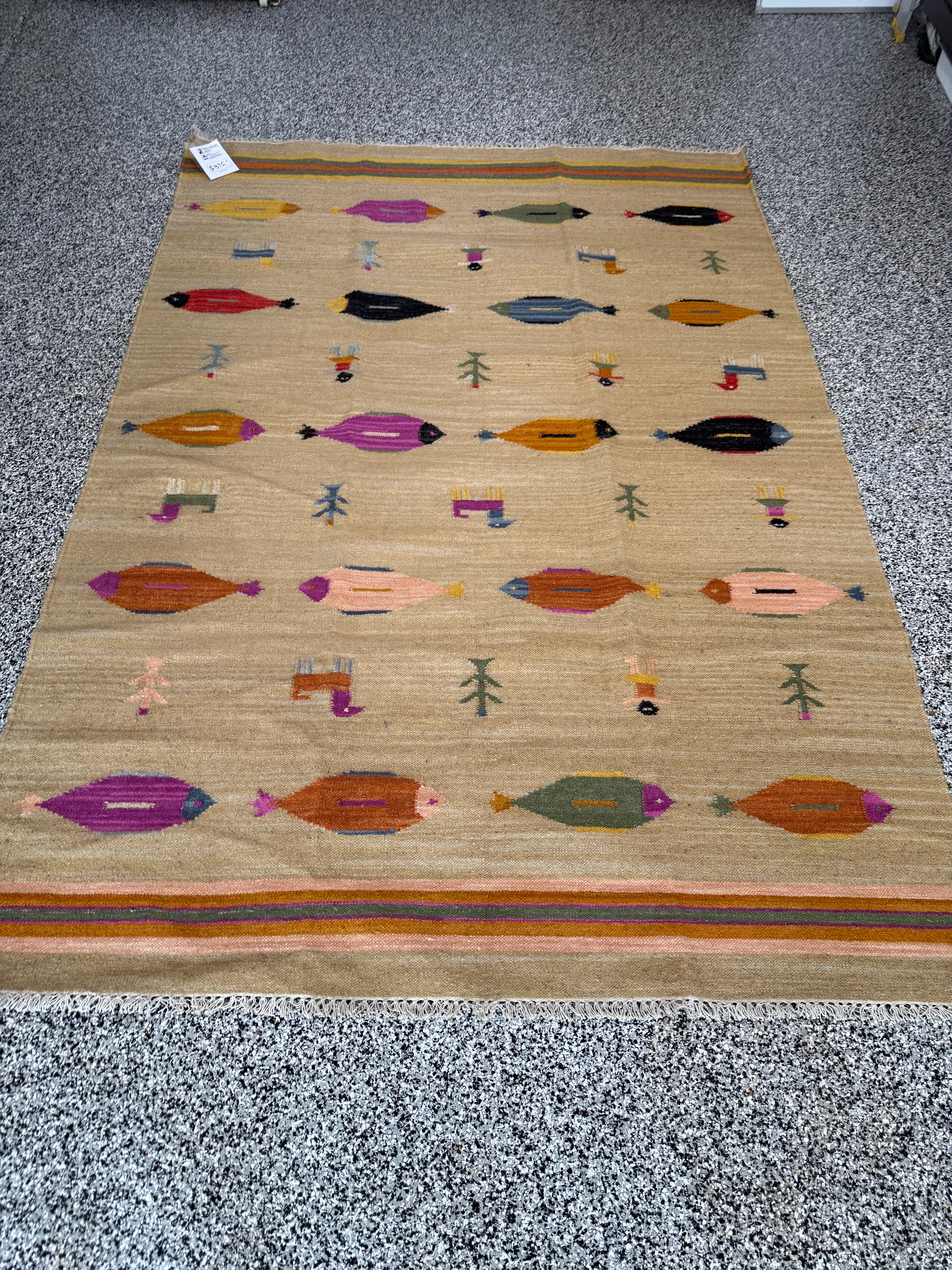 6' x 9' Ft. Fun Colorful Fish / Farm Design Turkish Oushak Hand Knotted Wool Area Rug - BR3144