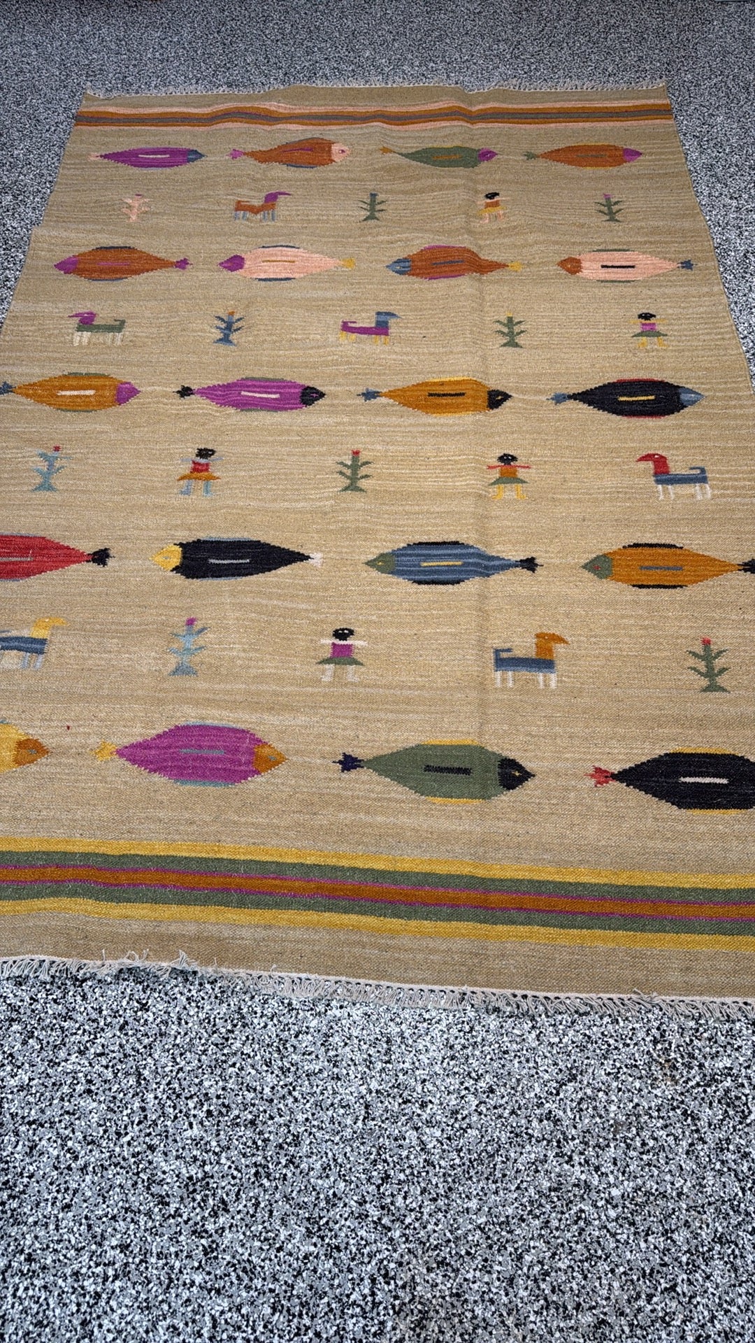 6' x 9' Ft. Fun Colorful Fish / Farm Design Turkish Oushak Hand Knotted Wool Area Rug - BR3144