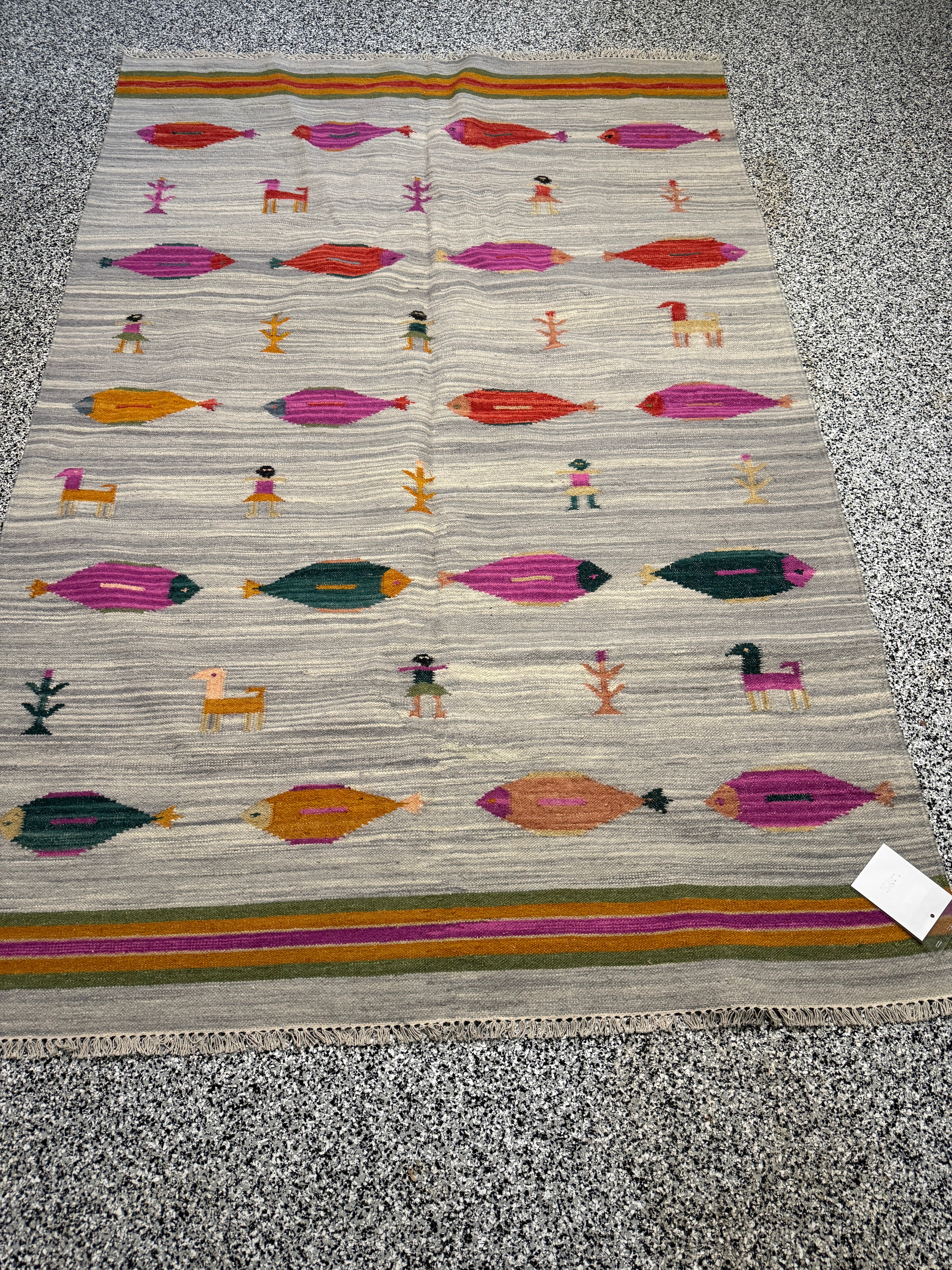 6' x 9' Ft. Fun Colorful Fish Design Turkish Oushak Hand Knotted Wool Area Rug - BR3129