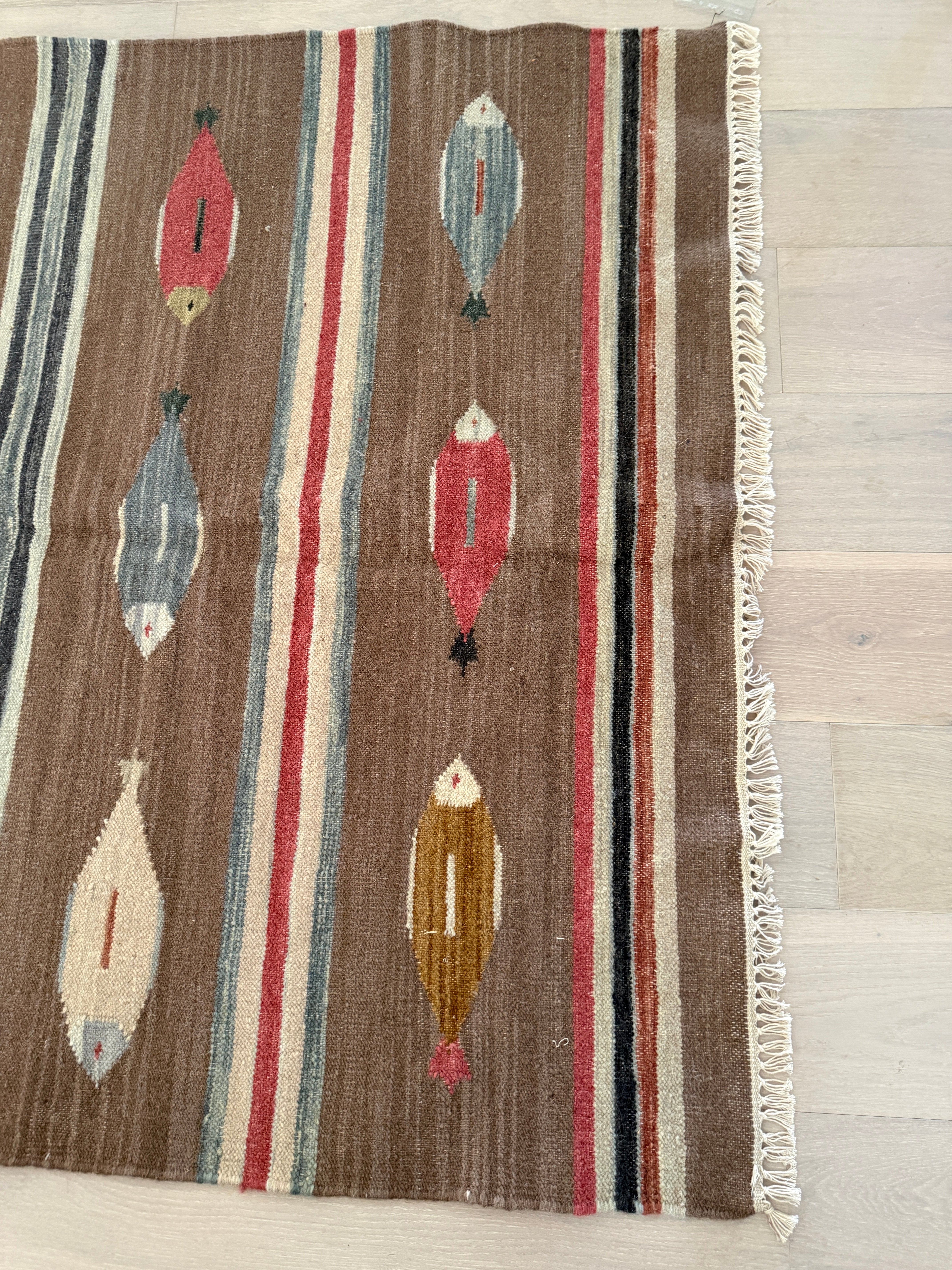 5' x 9.4' Ft. Fun Colorful FISH / FARM Design Turkish Oushak Hand Knotted Wool Area Rug - BR3125