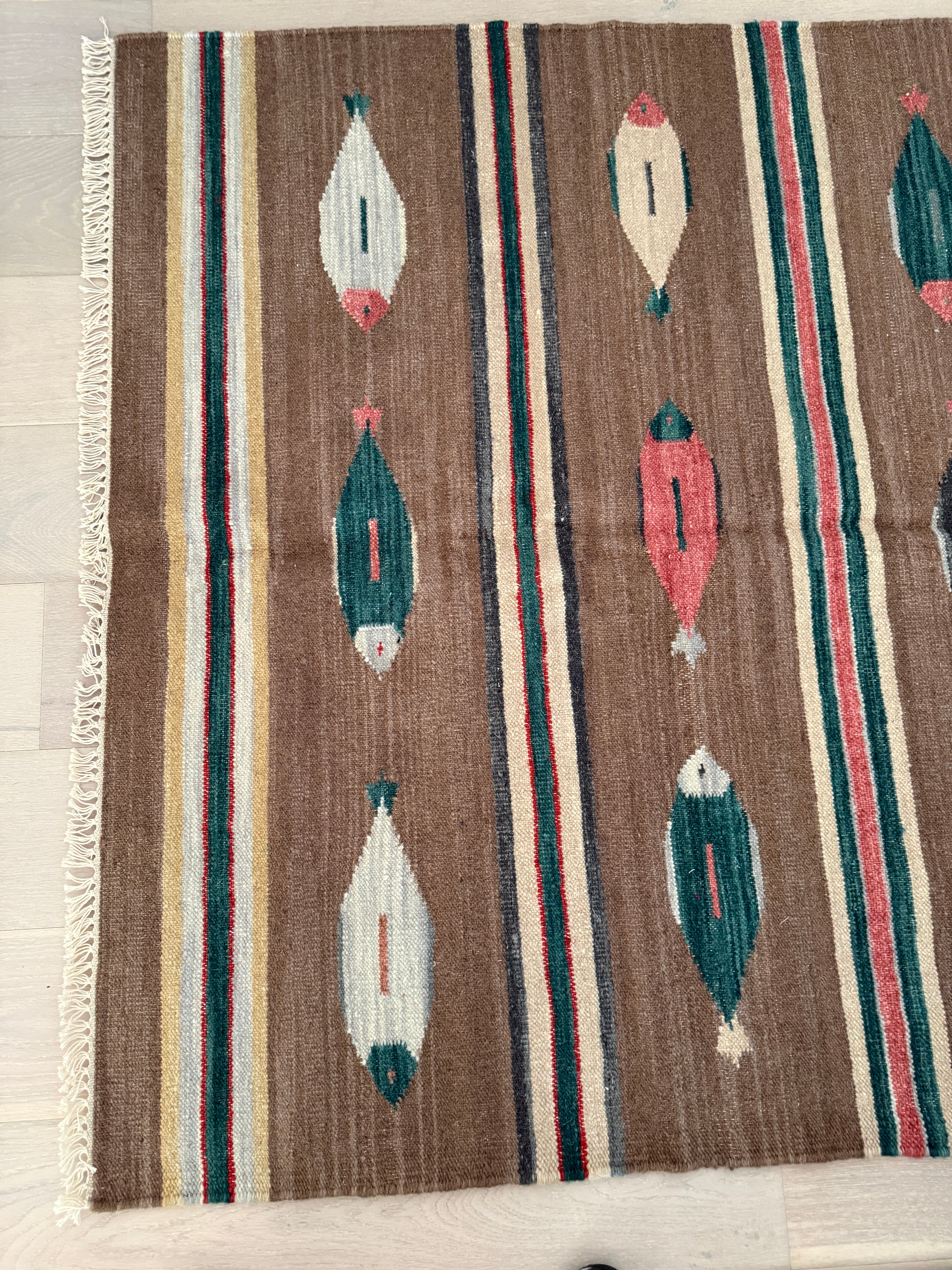 5' x 9.4' Ft. Fun Colorful FISH / FARM Design Turkish Oushak Hand Knotted Wool Area Rug - BR3125