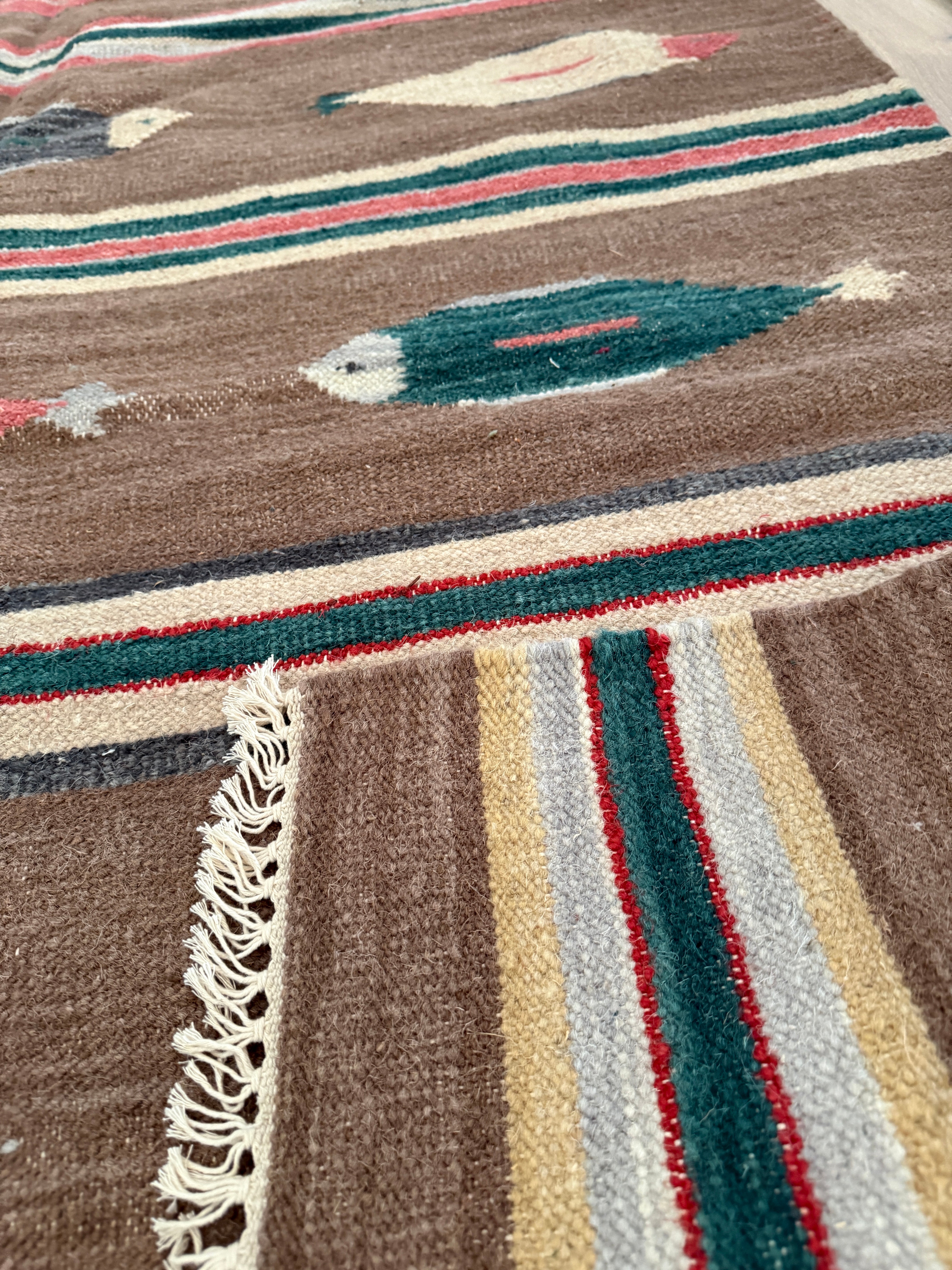 5' x 9.4' Ft. Fun Colorful FISH / FARM Design Turkish Oushak Hand Knotted Wool Area Rug - BR3125