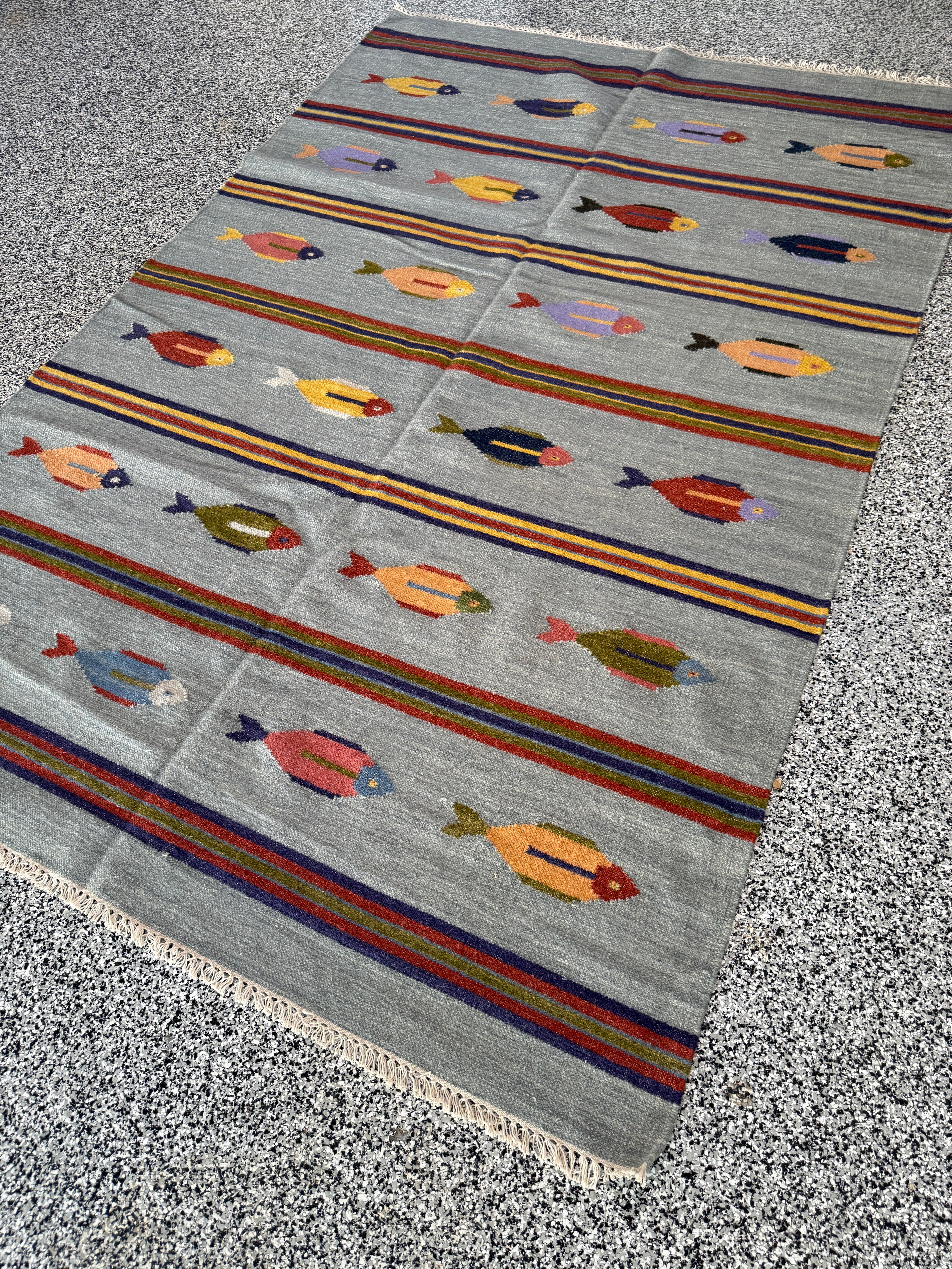 6' x 9' Ft. Fun Colorful Fish Design Turkish Oushak Hand Knotted Wool Area Rug - BR3146