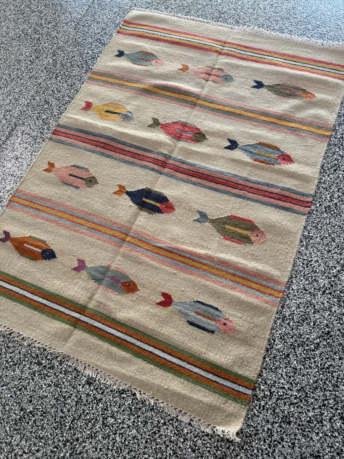 4' x 6' Ft. Fun Colorful Contemporary Fish Design Turkish Oushak Kilim Hand Knotted Wool Area Rug – BR3147
