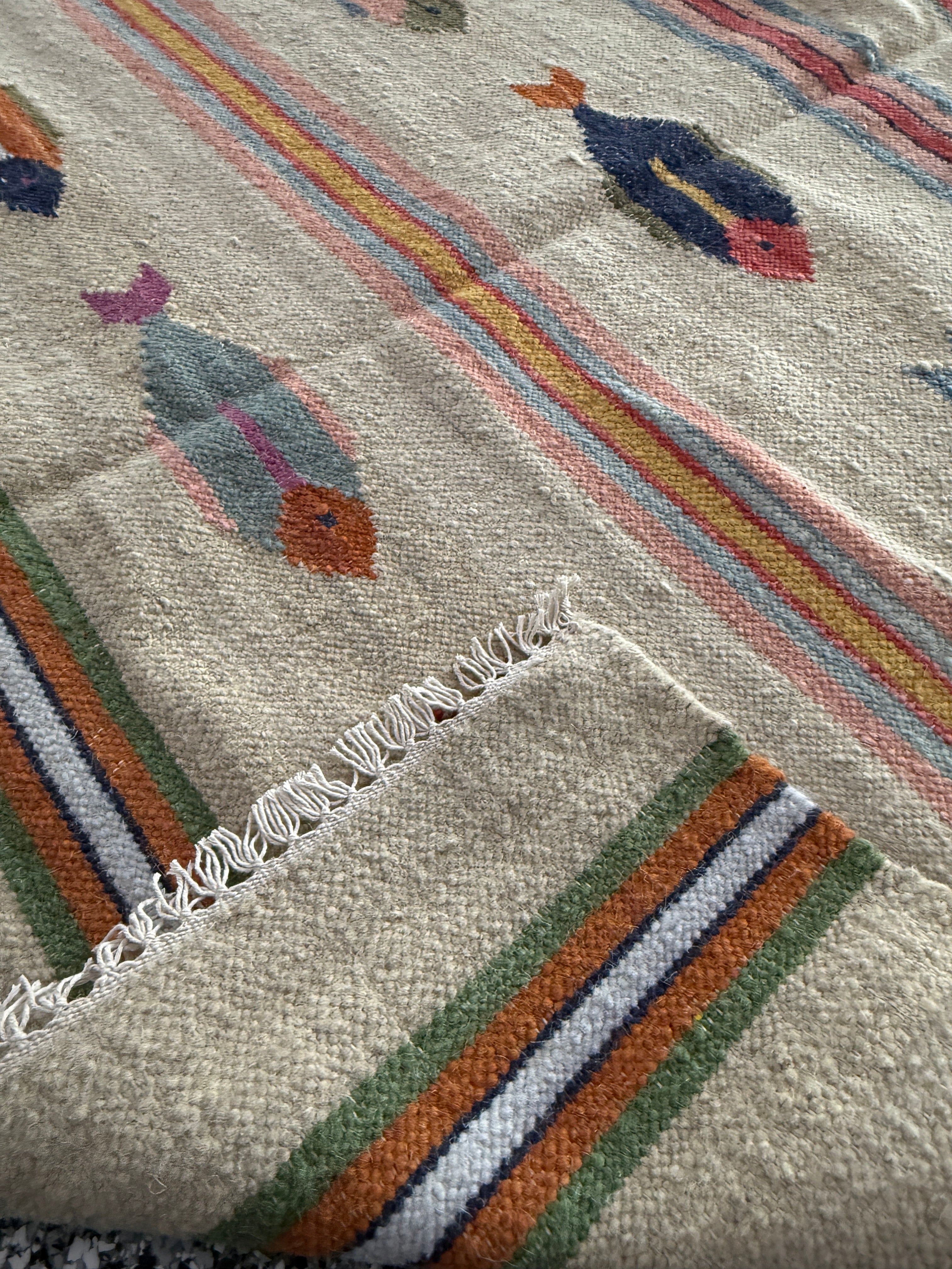 4' x 6' Ft. Fun Colorful Contemporary Fish Design Turkish Oushak Kilim Hand Knotted Wool Area Rug – BR3147